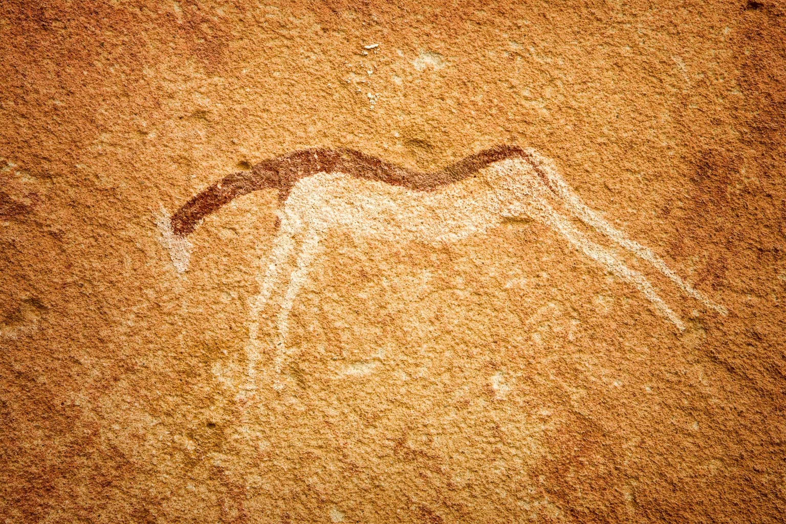 A carving of gazelles on the walls of the Cave of Beasts