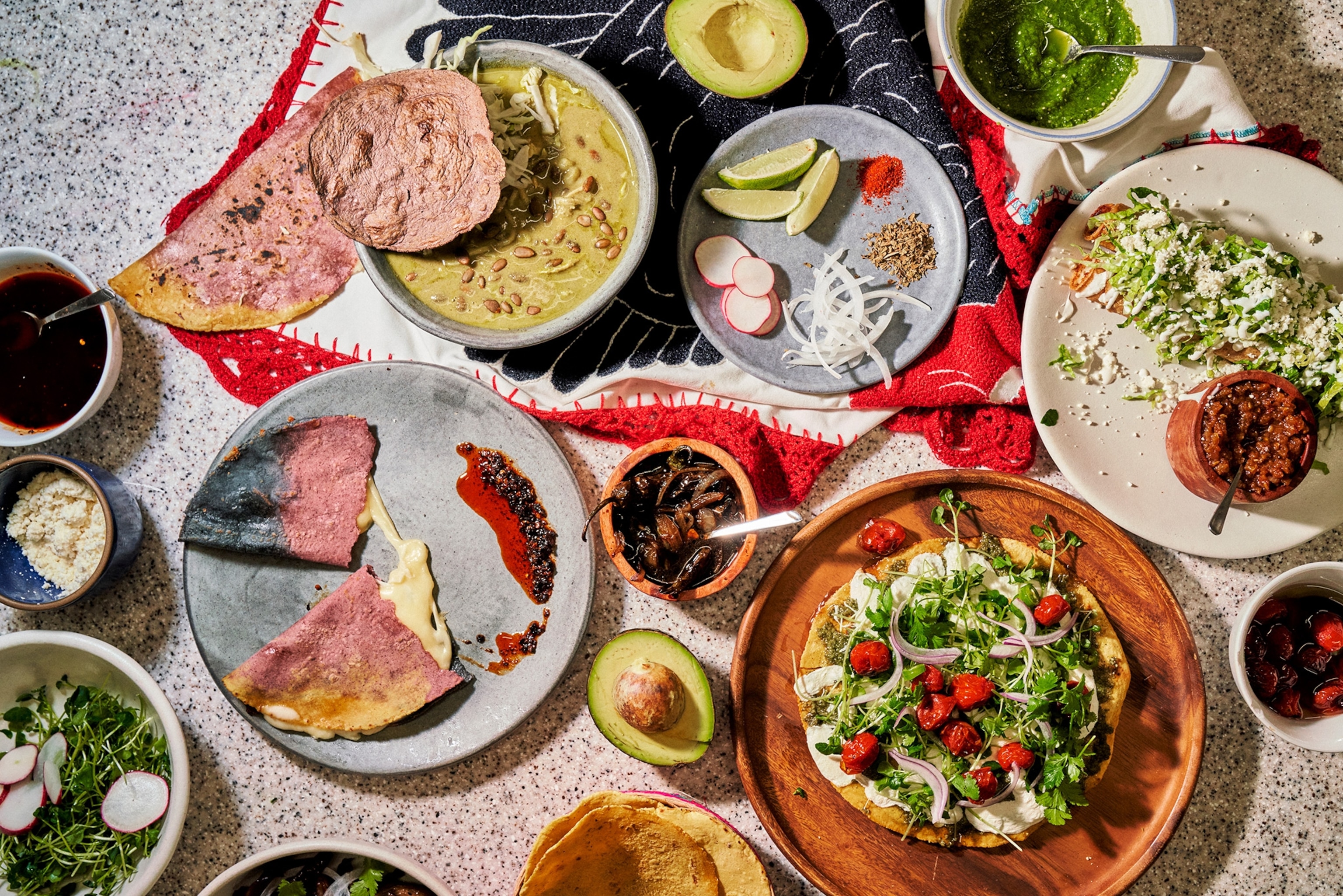A spread of food offerings from Mijo, a traditional Mexican restaurant concept located in Market 57.