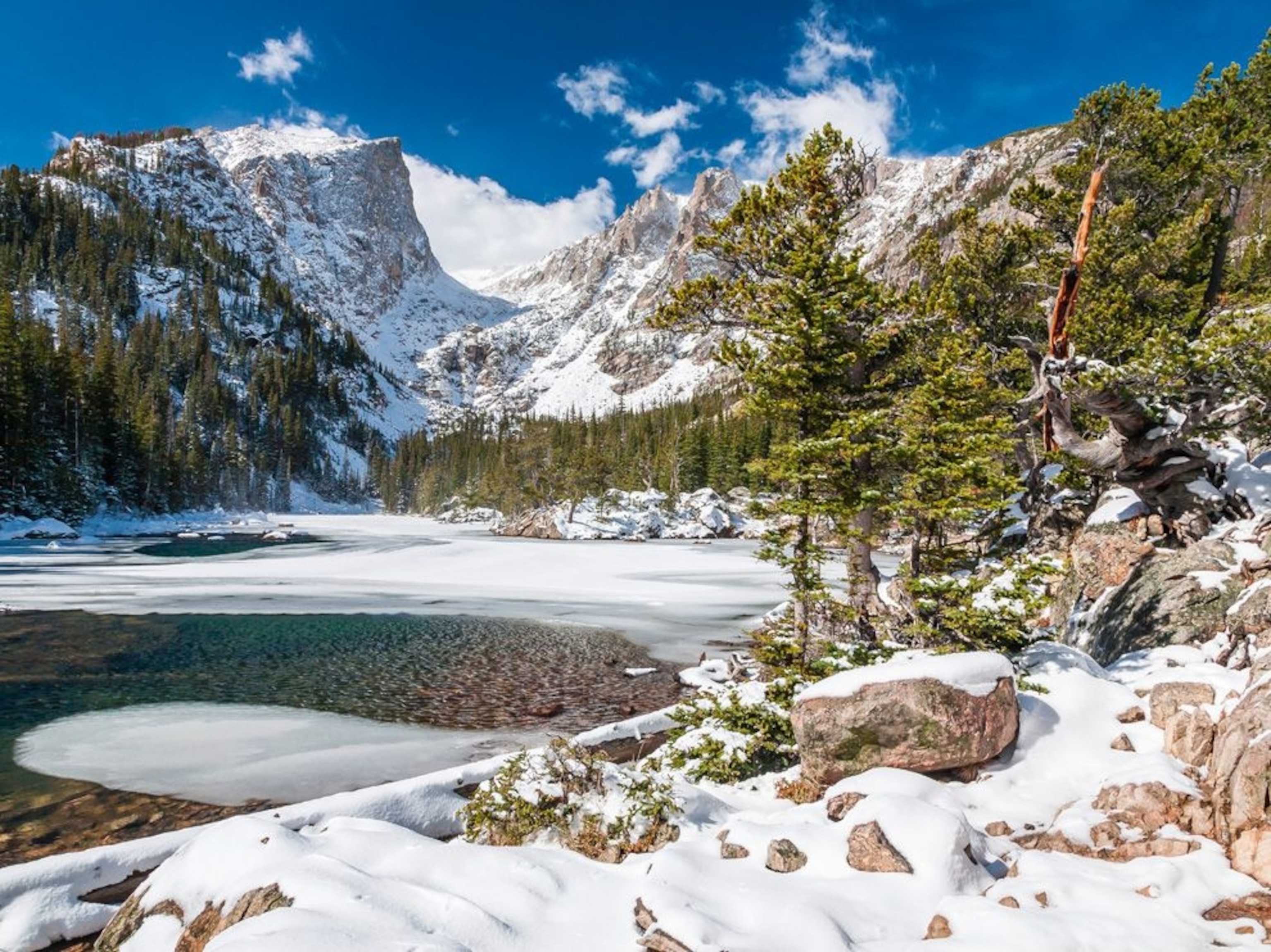 Bear Lake in snow, Rocky Mountain National Park