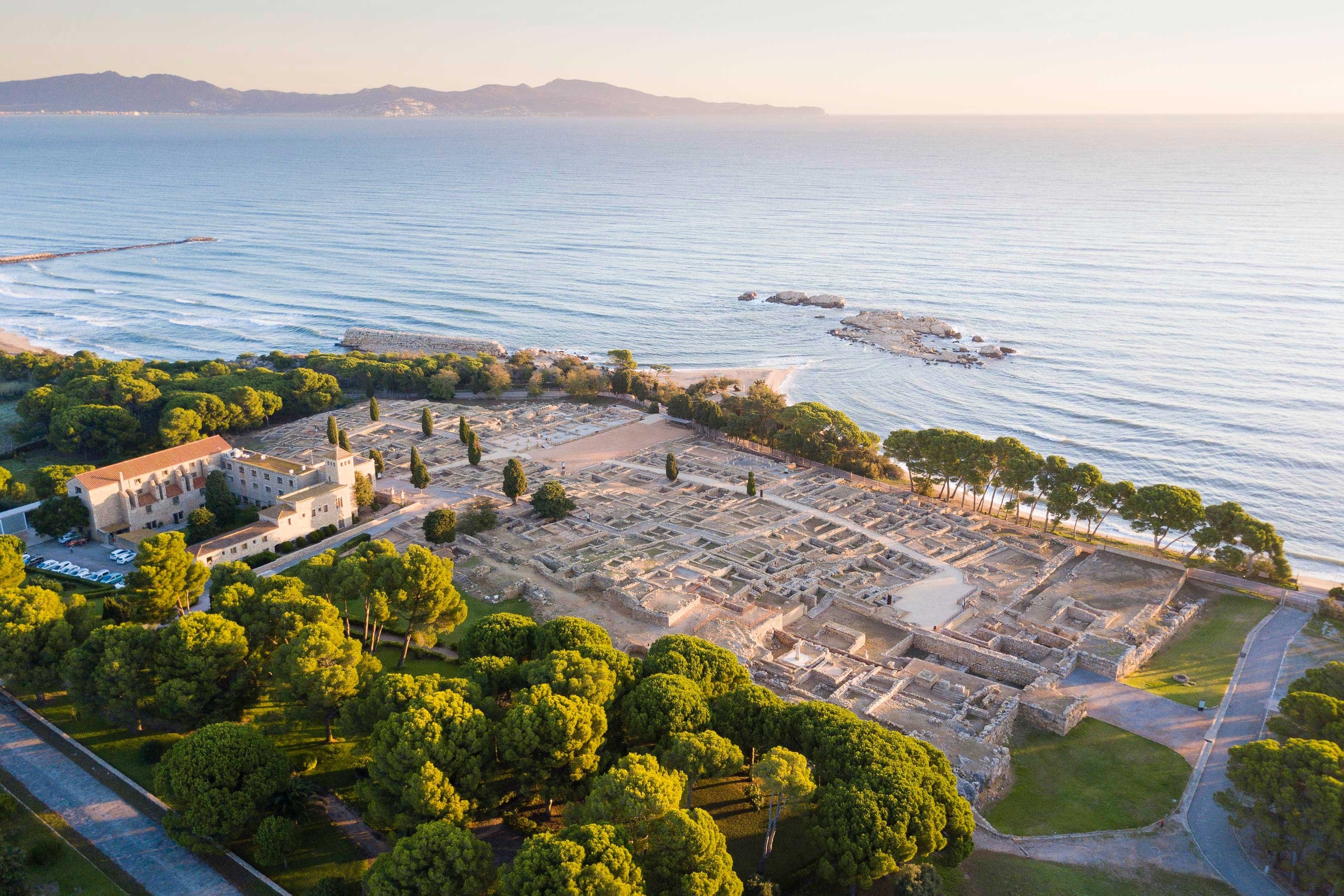 Archaeological ruins on the banks of a river