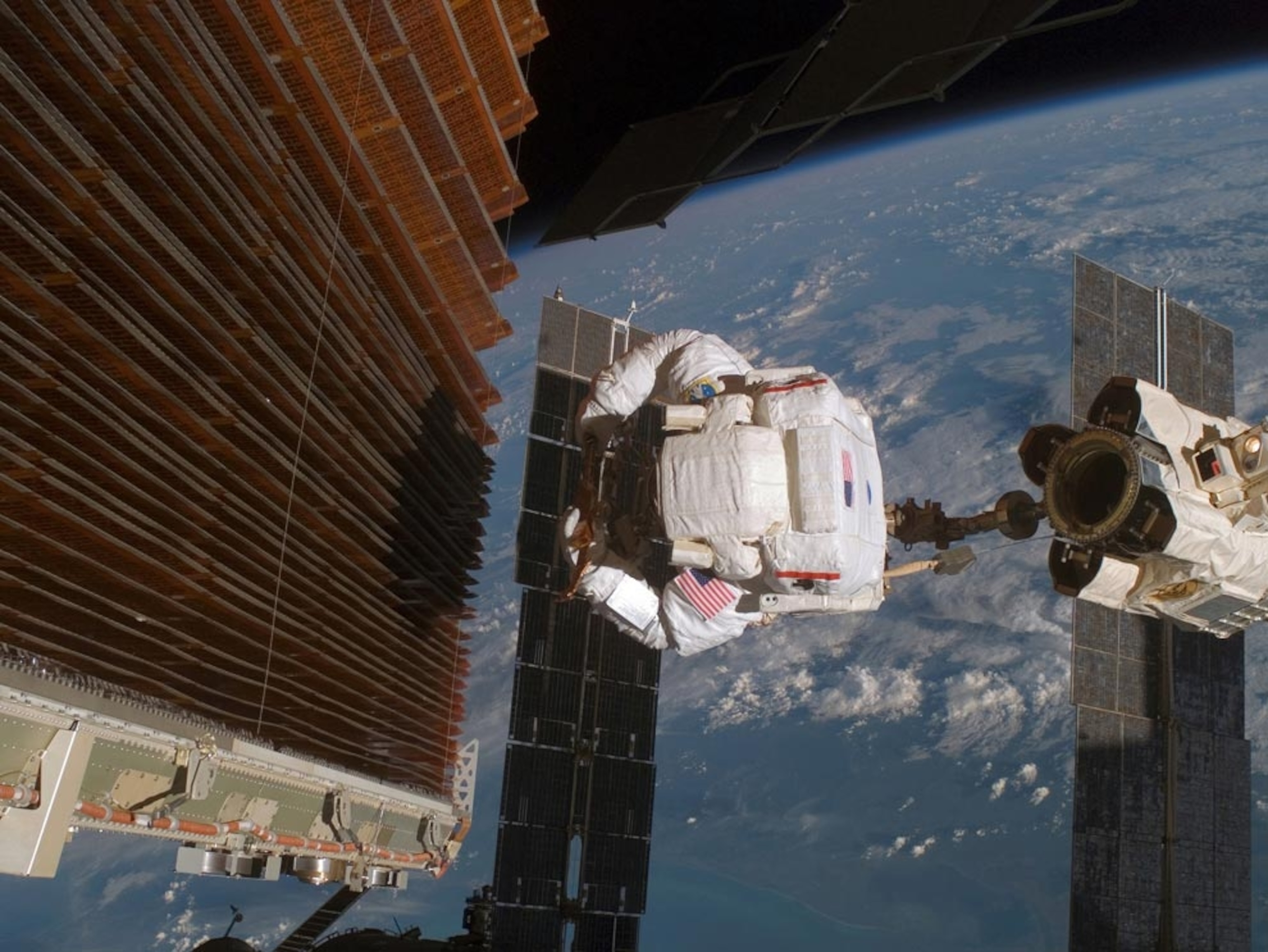 Astronaut outside the International Space Station