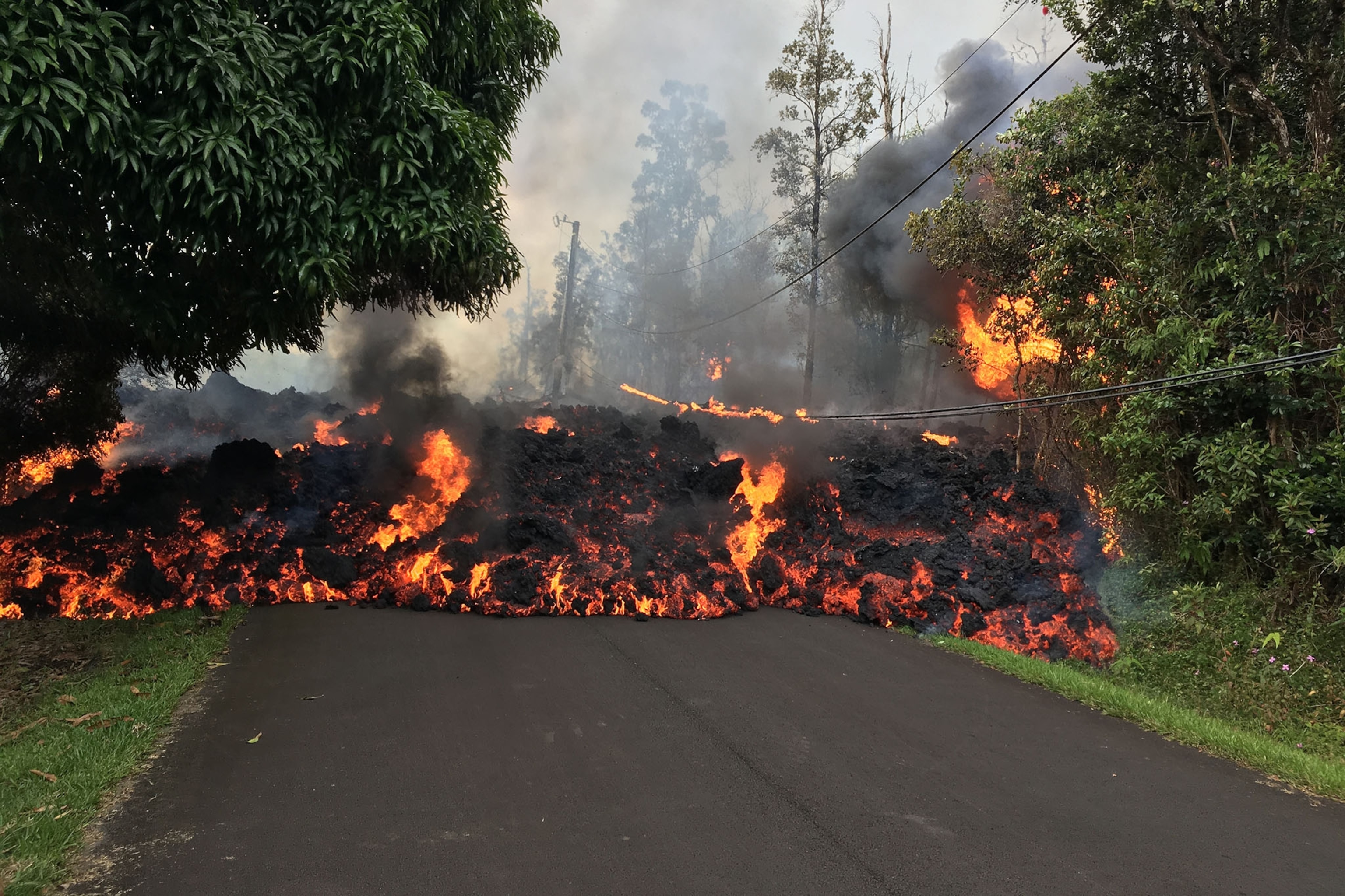 lava in the middle of the road