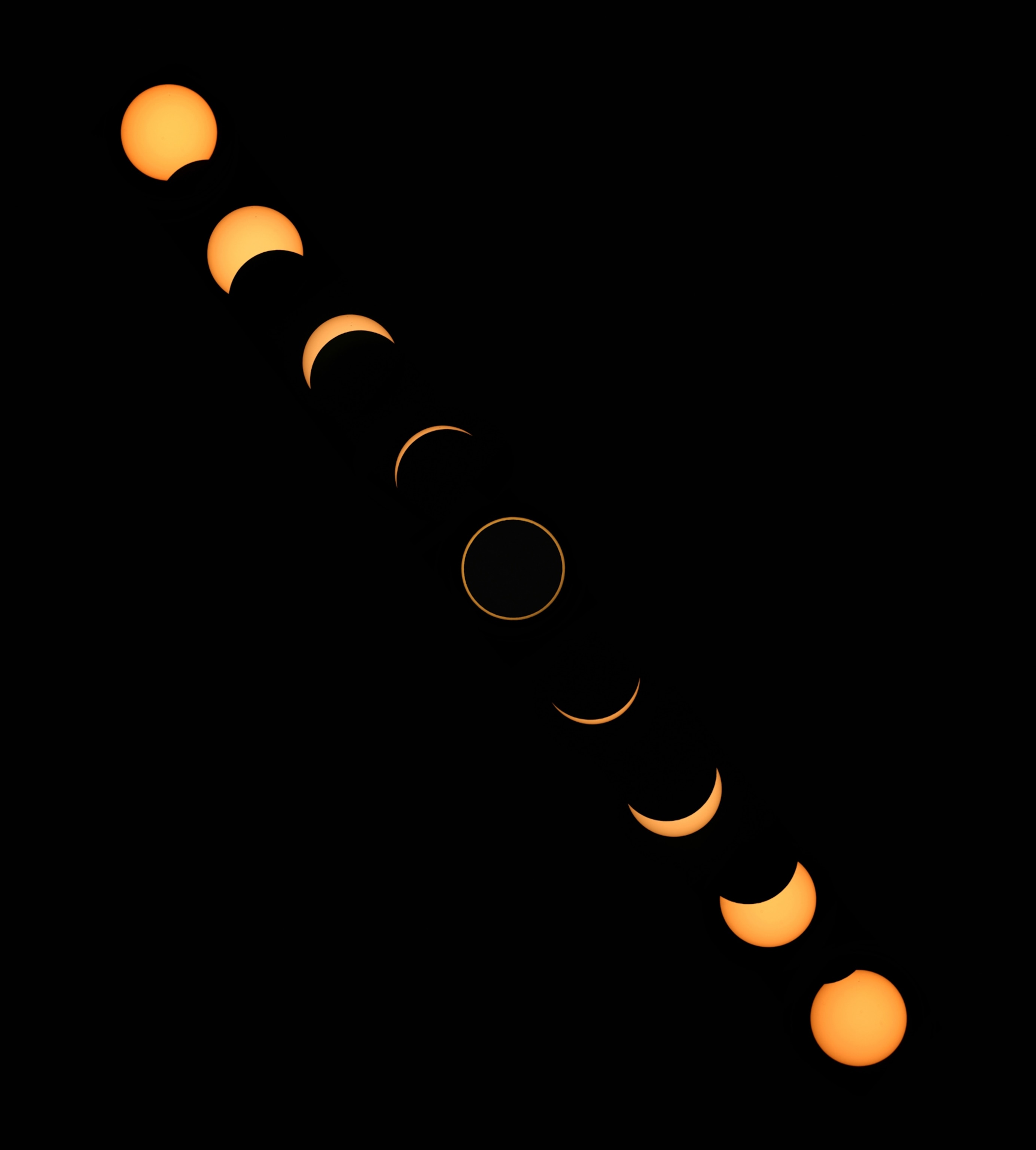 A composite image of an Annular solar eclipse