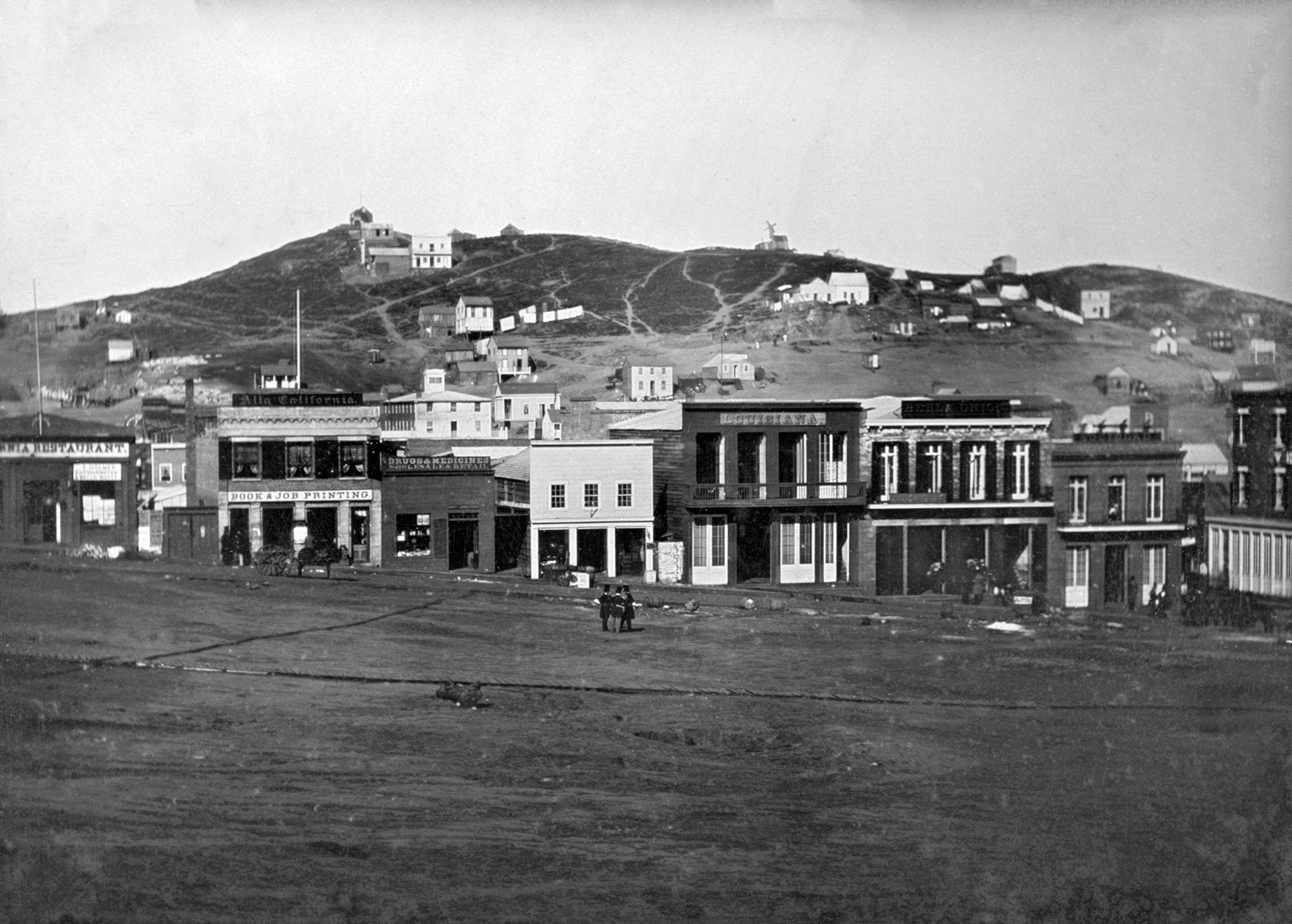 Black and white image of town