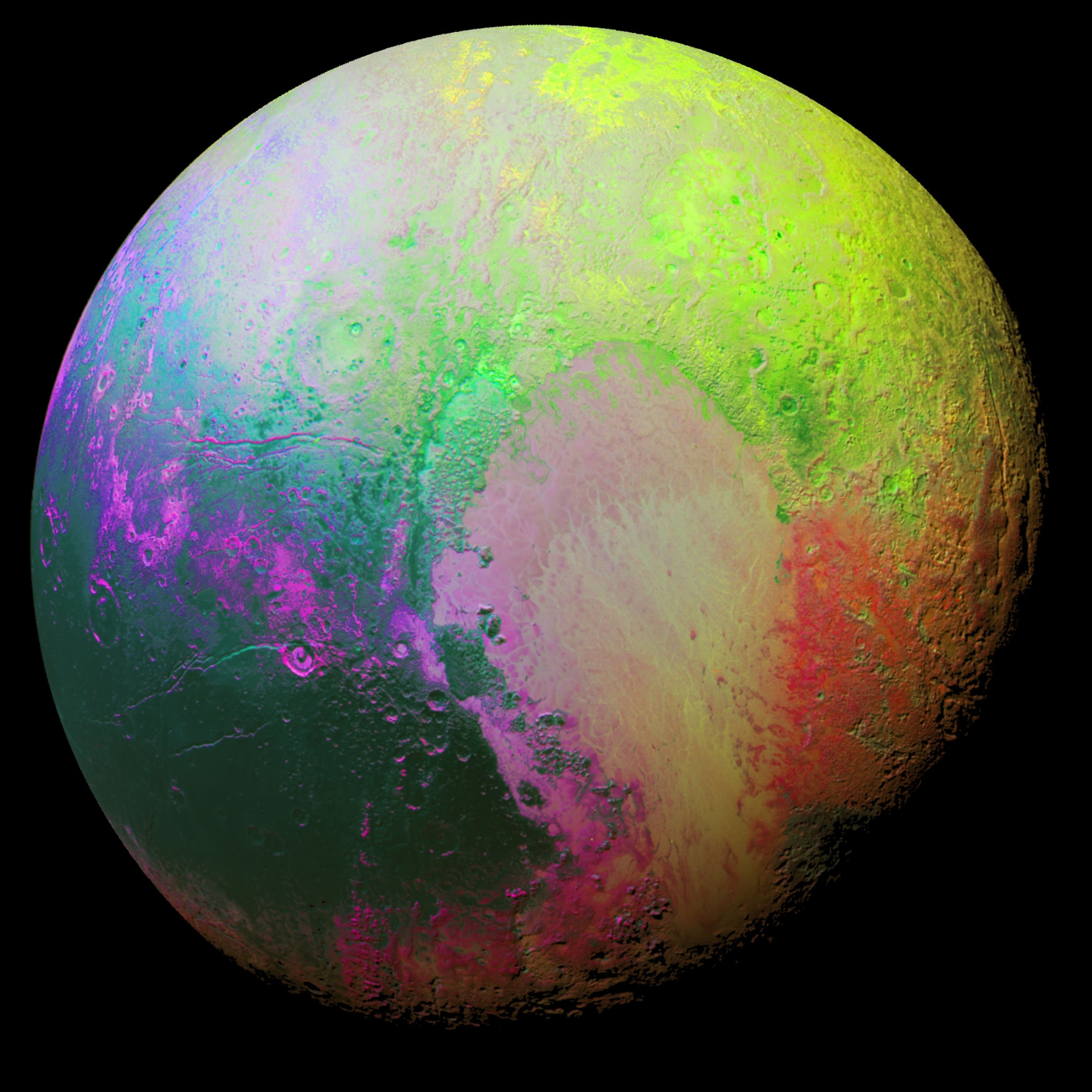Pluto in fluorescent colors