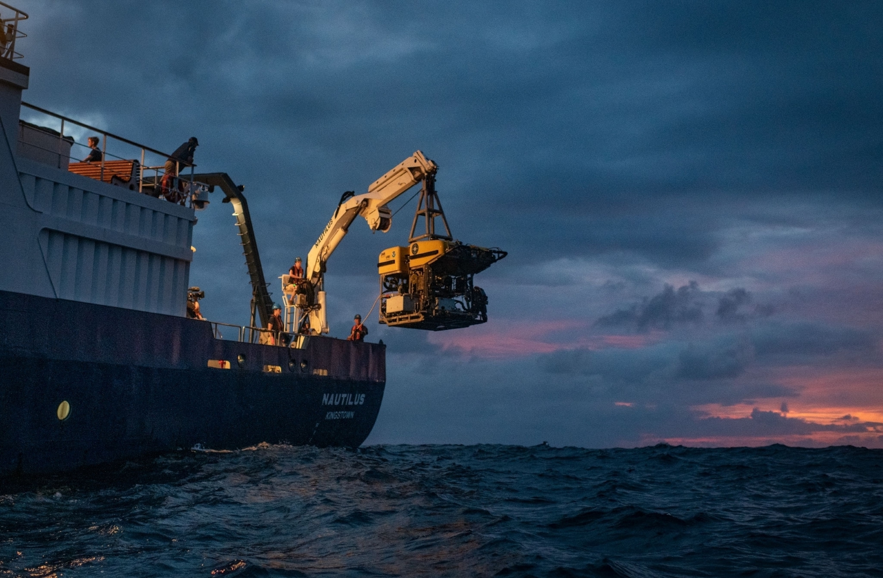 an ROV being dropped into the water