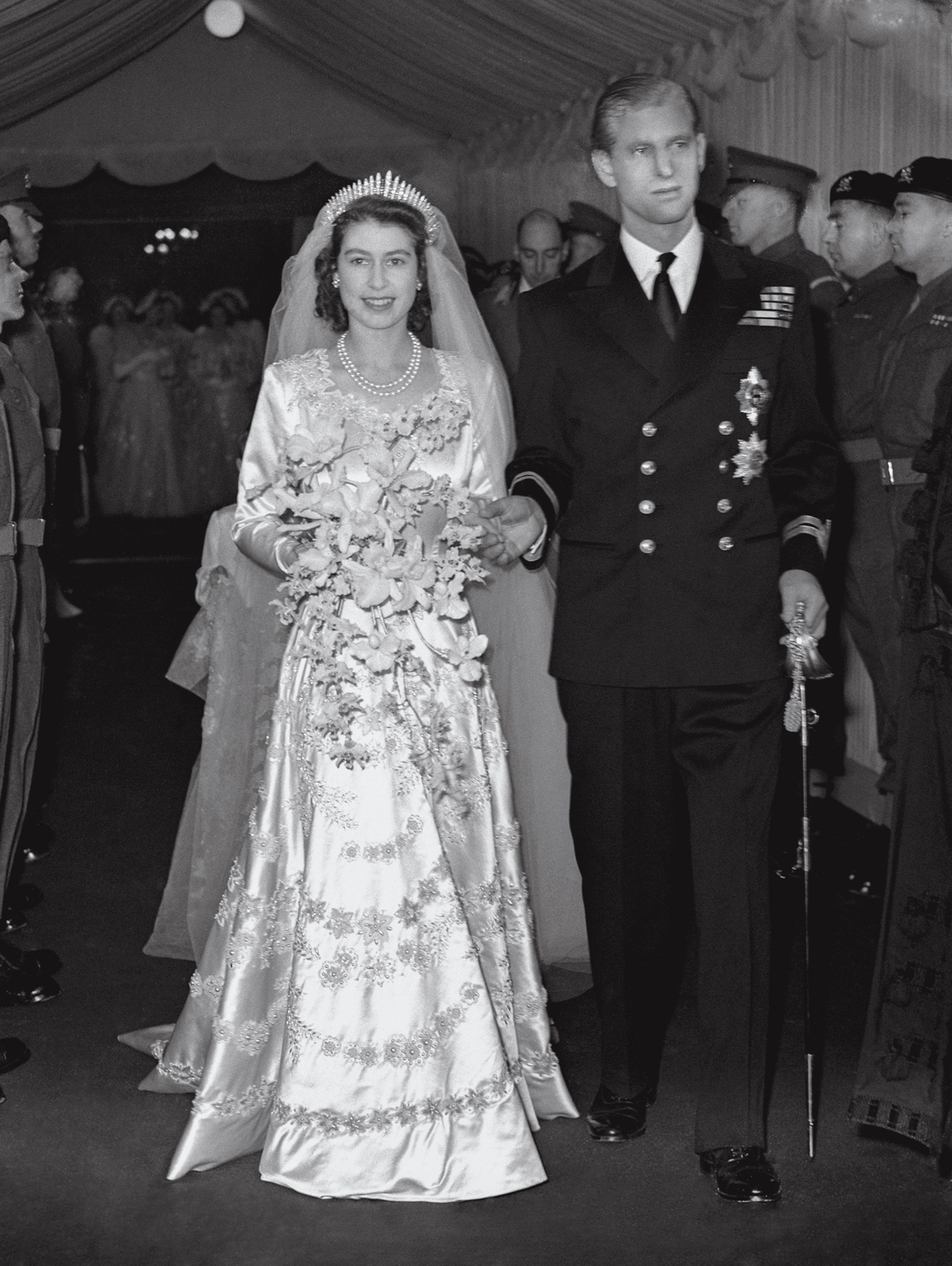Elizabeth and Philip, Prince of Greece and Denmark, married in 1947.