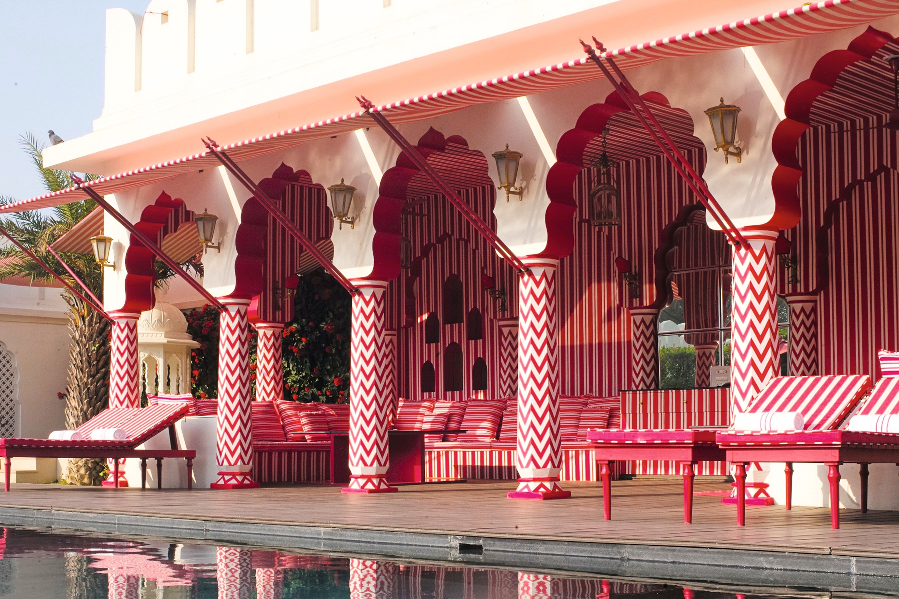 lounge chairs by a pool