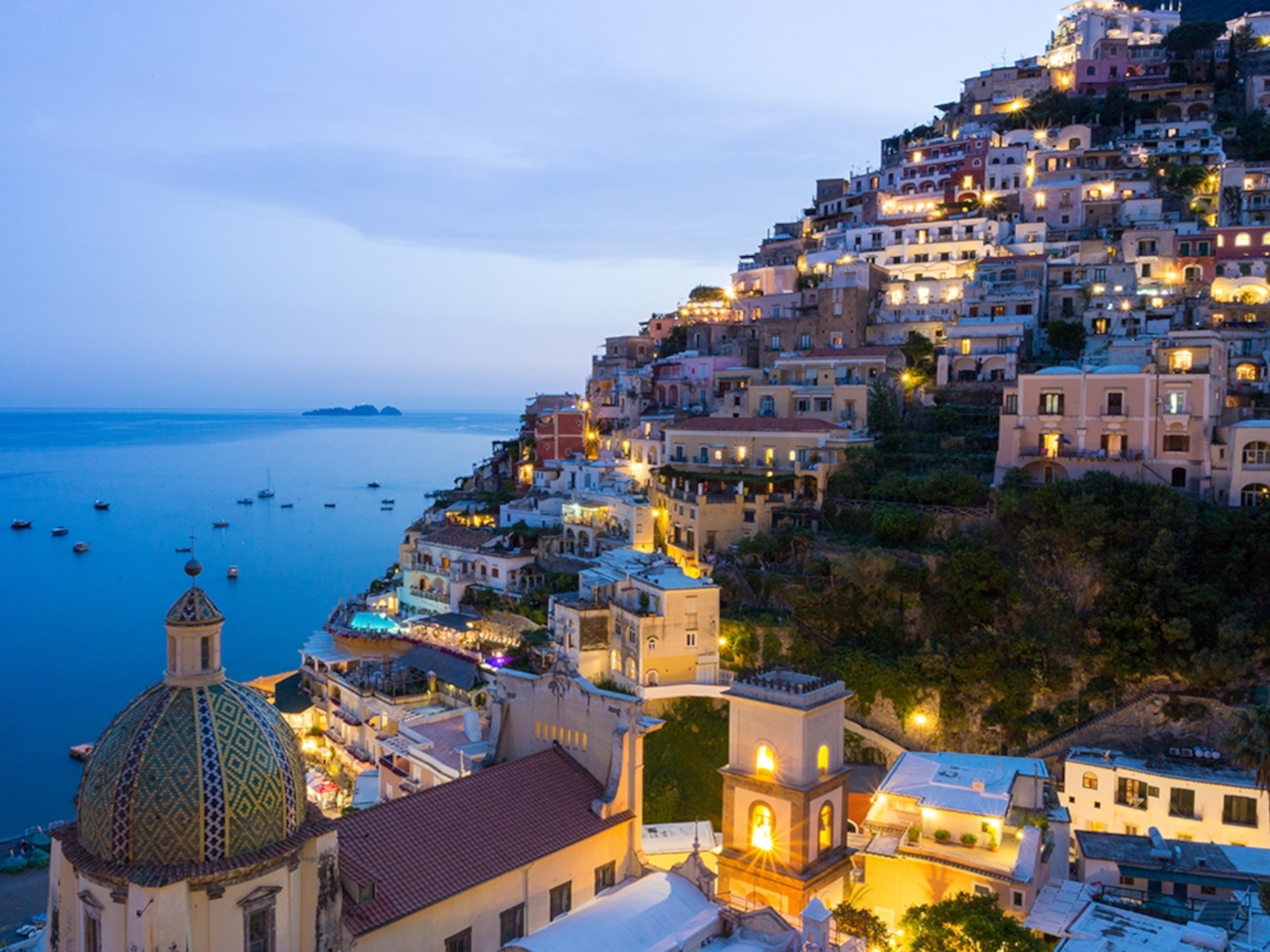 homes on cliffs in Positano, Amalfi Coast, Italy