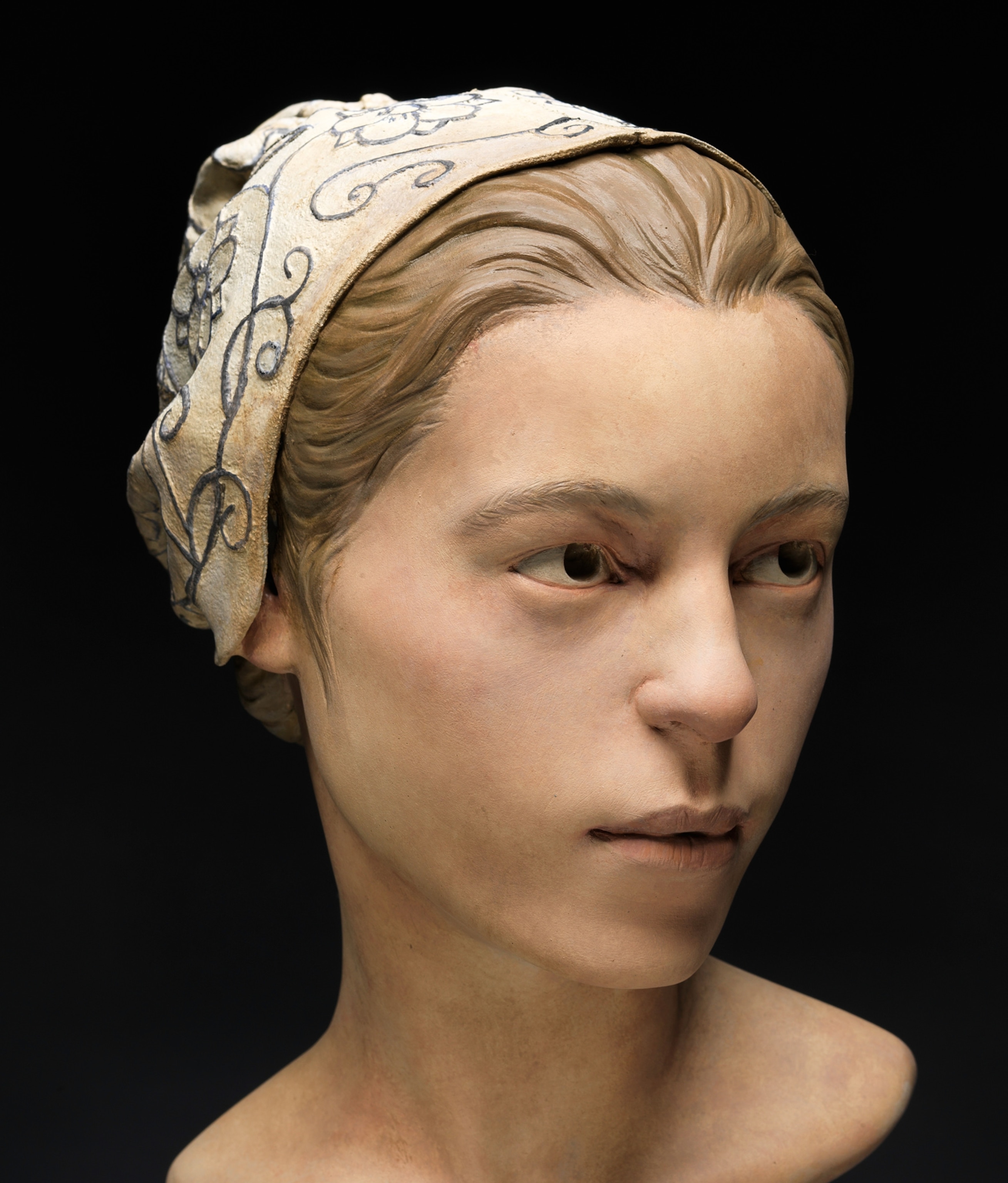 The reconstructed face of a victim of cannibalism at Jamestown.