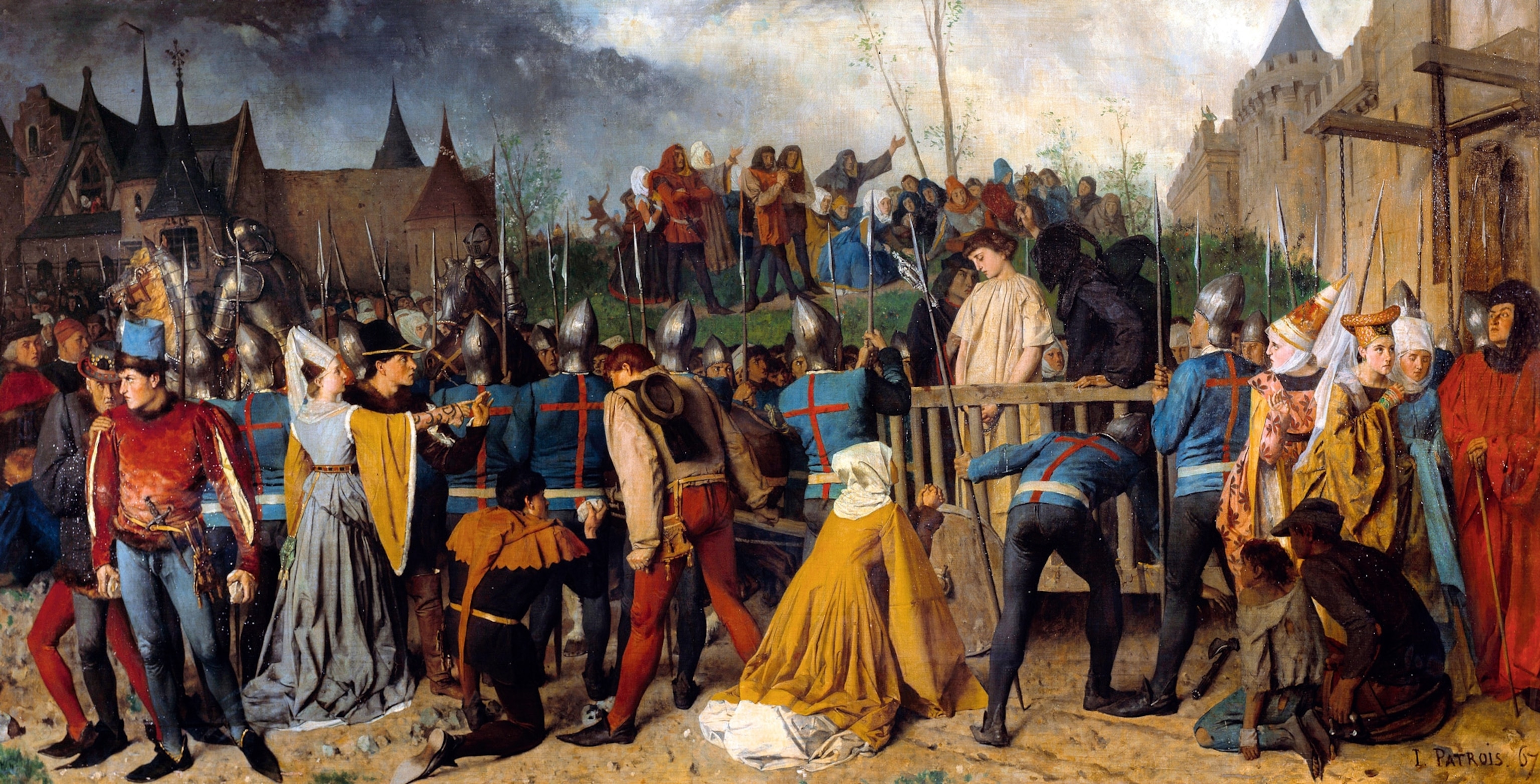 a painting depicting Joan of Arc being led to her execution