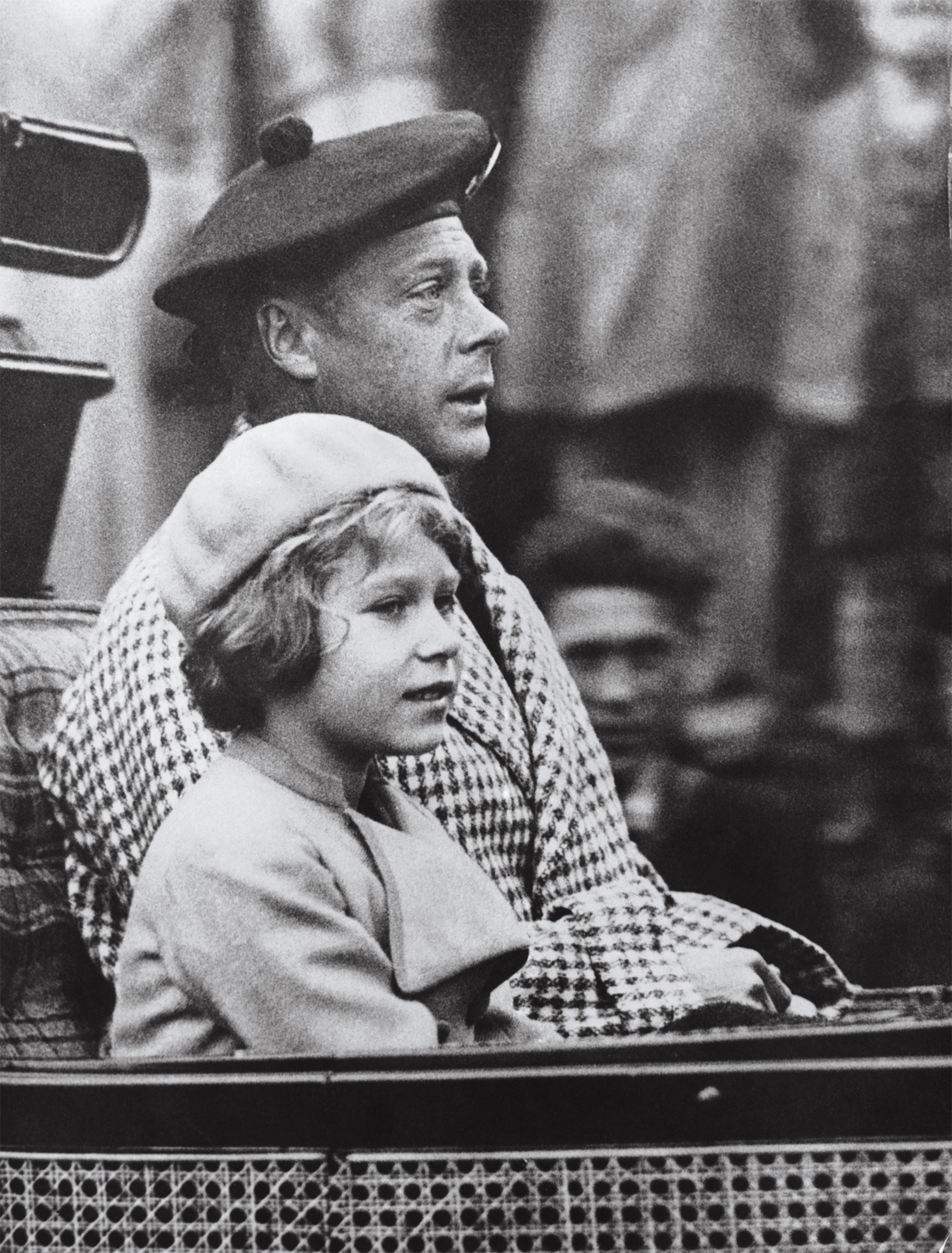 Princess Elizabeth rides with her uncle, the future Edward VIII, at Balmoral Castle in 1933.