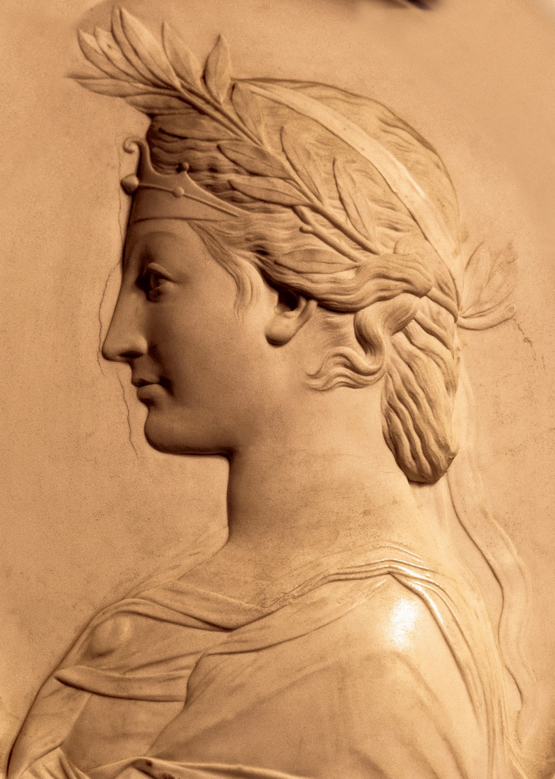 Olympias represented in profile in this 18th-century Italian bas-relief