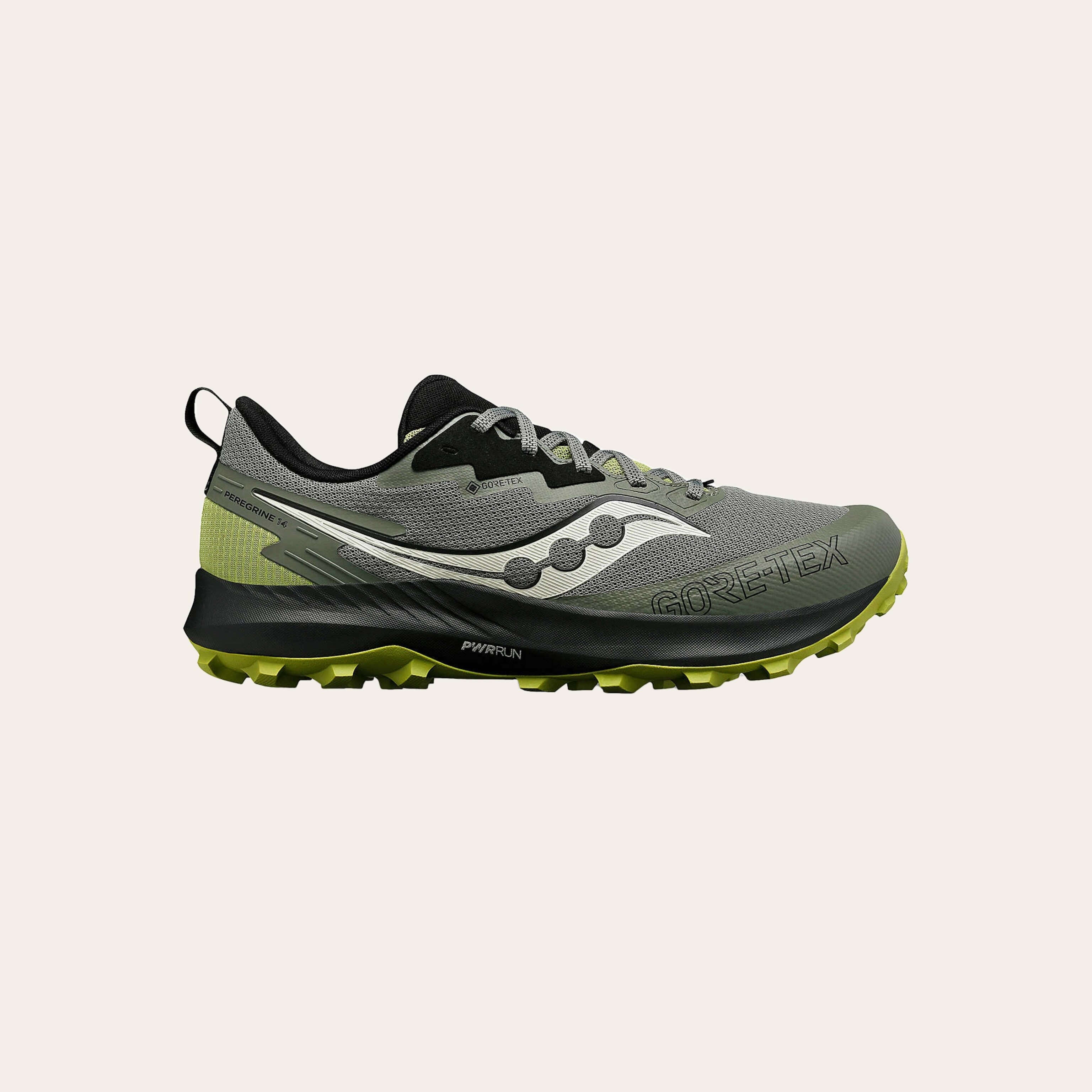 Saucony Peregrine 14 GTX men's trail running shoes.