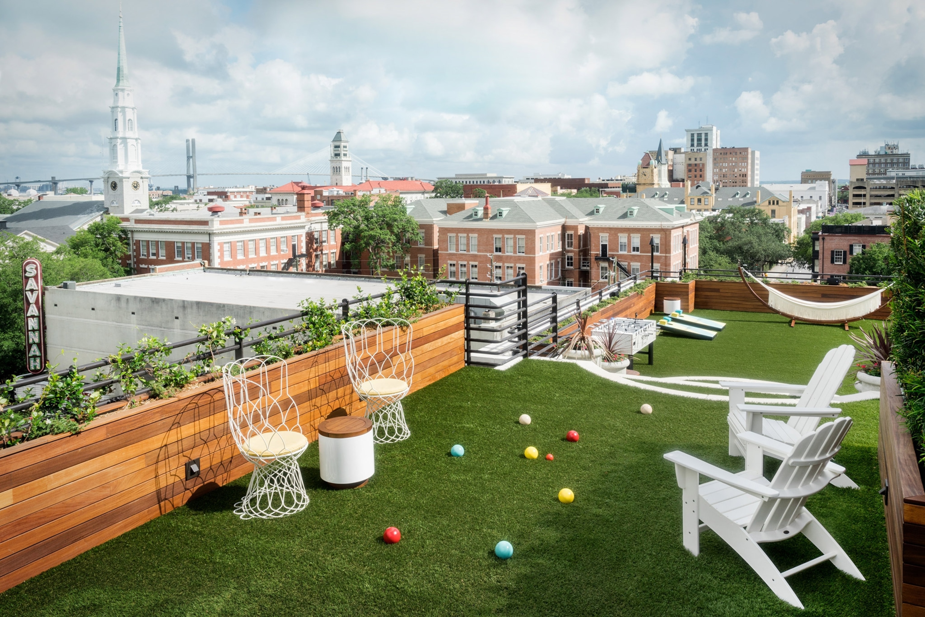 the rooftop at The Perry Lane Hotel in Savannah, Georgia