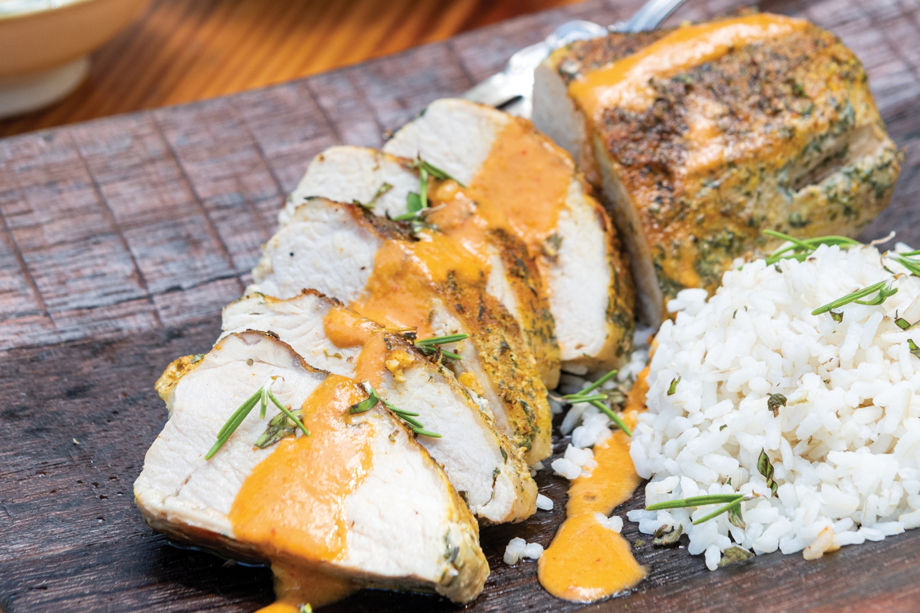 A cooked pork loin