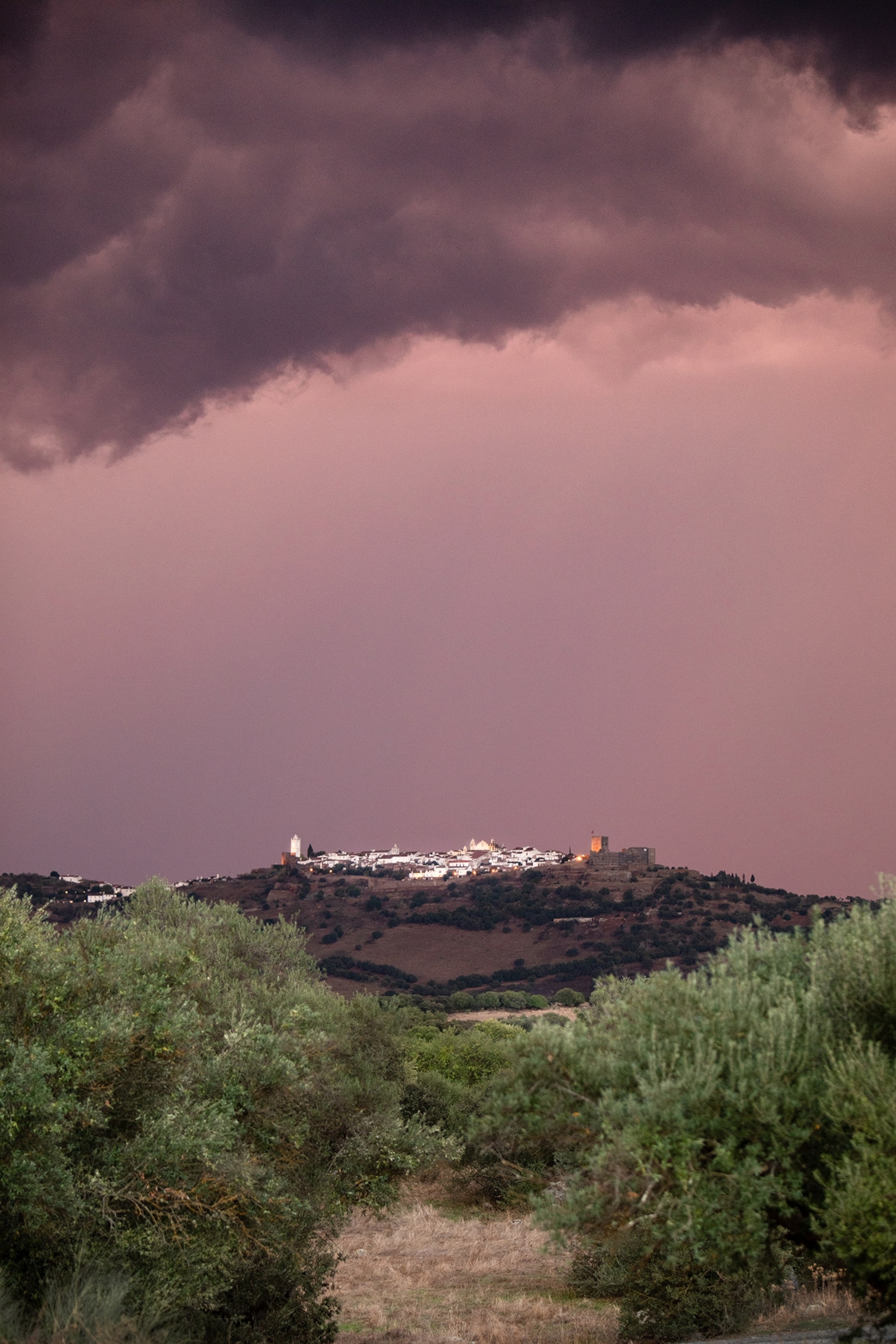 storm overshadowning Monsaraz Castle in portugal