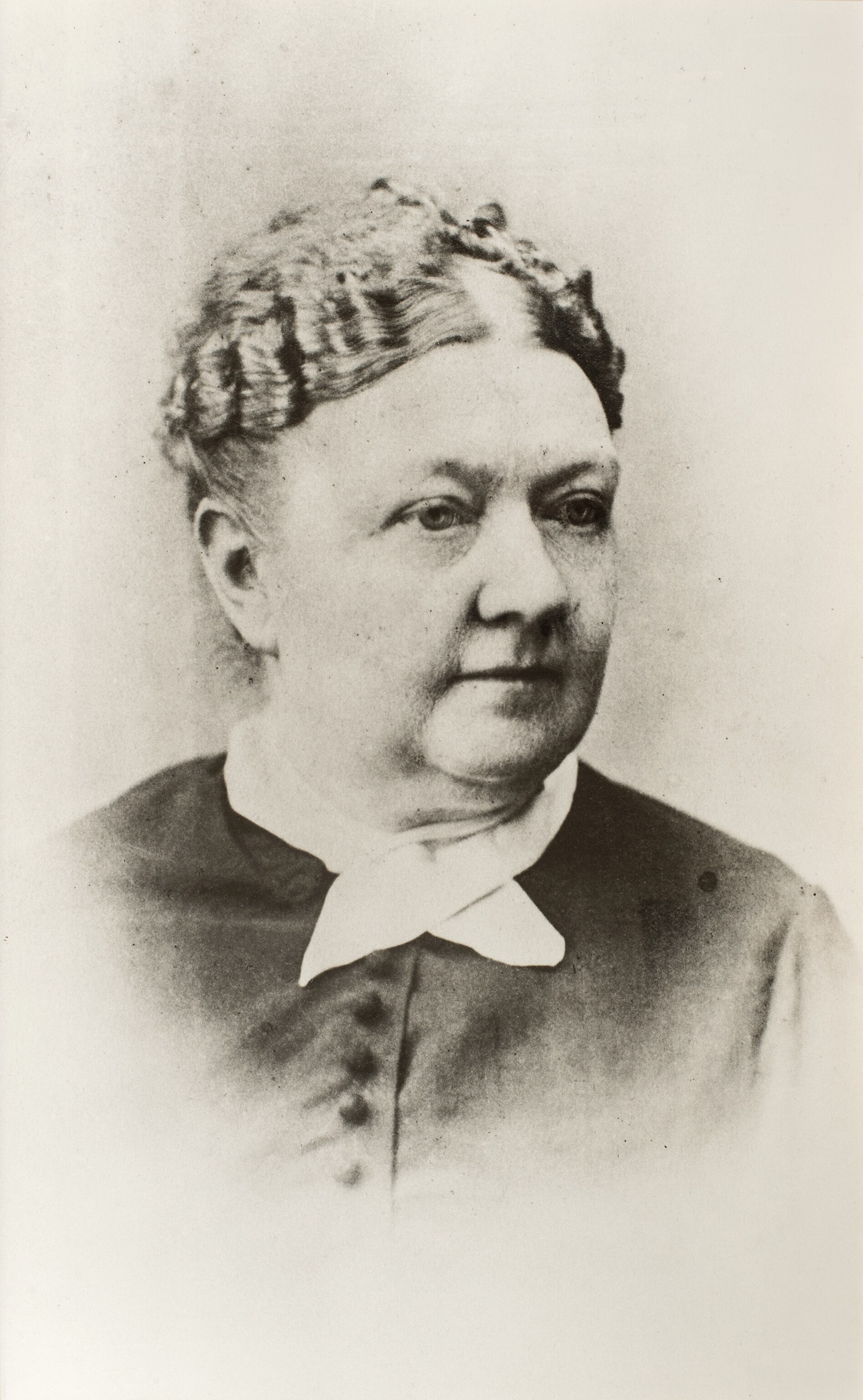 Black and white photographic portrait of Mary Banning.