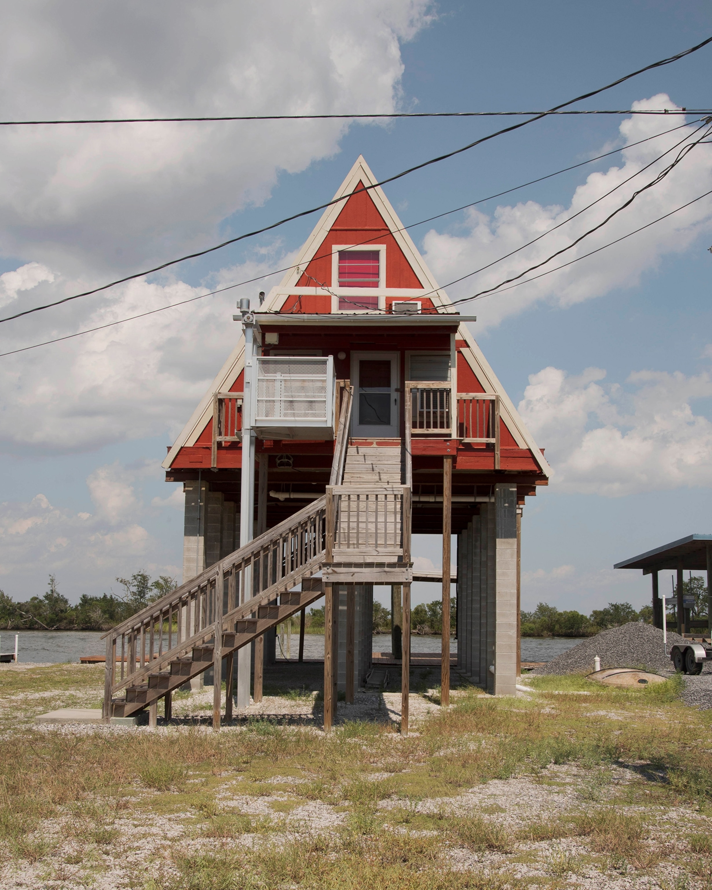 A raised house in Cocodrie, Terrebonne Parish, Louisiana.