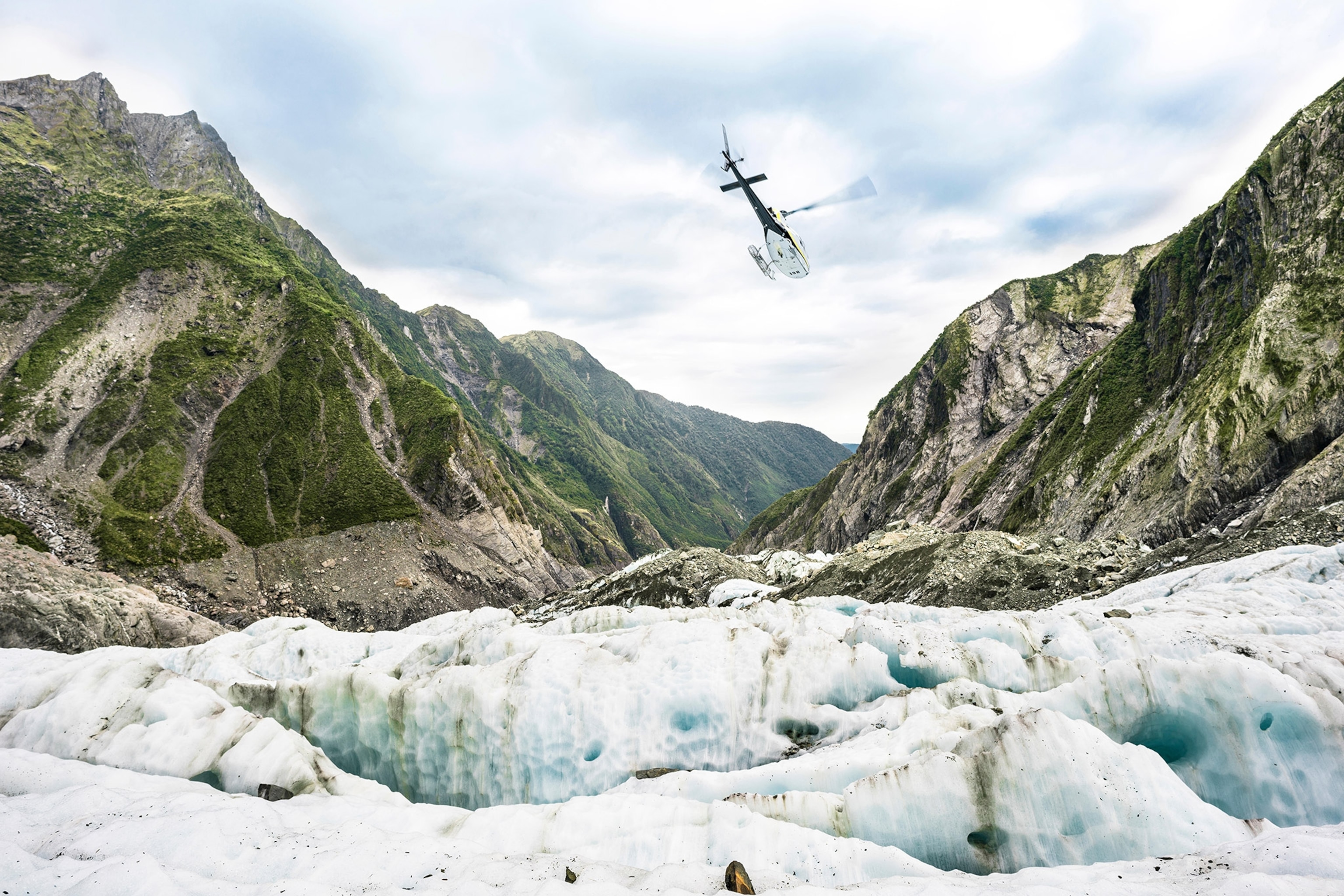a helicopter on Franz Josef Glacier, New Zealand