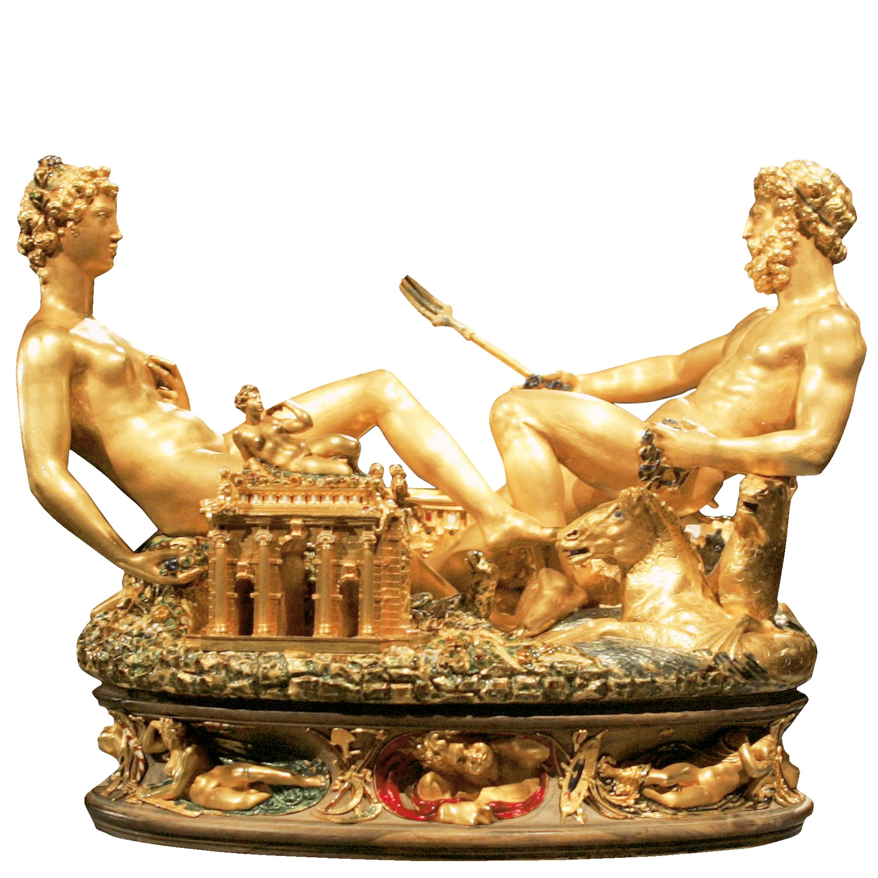 an elaborate saltcellar belonging to King Francis I of France