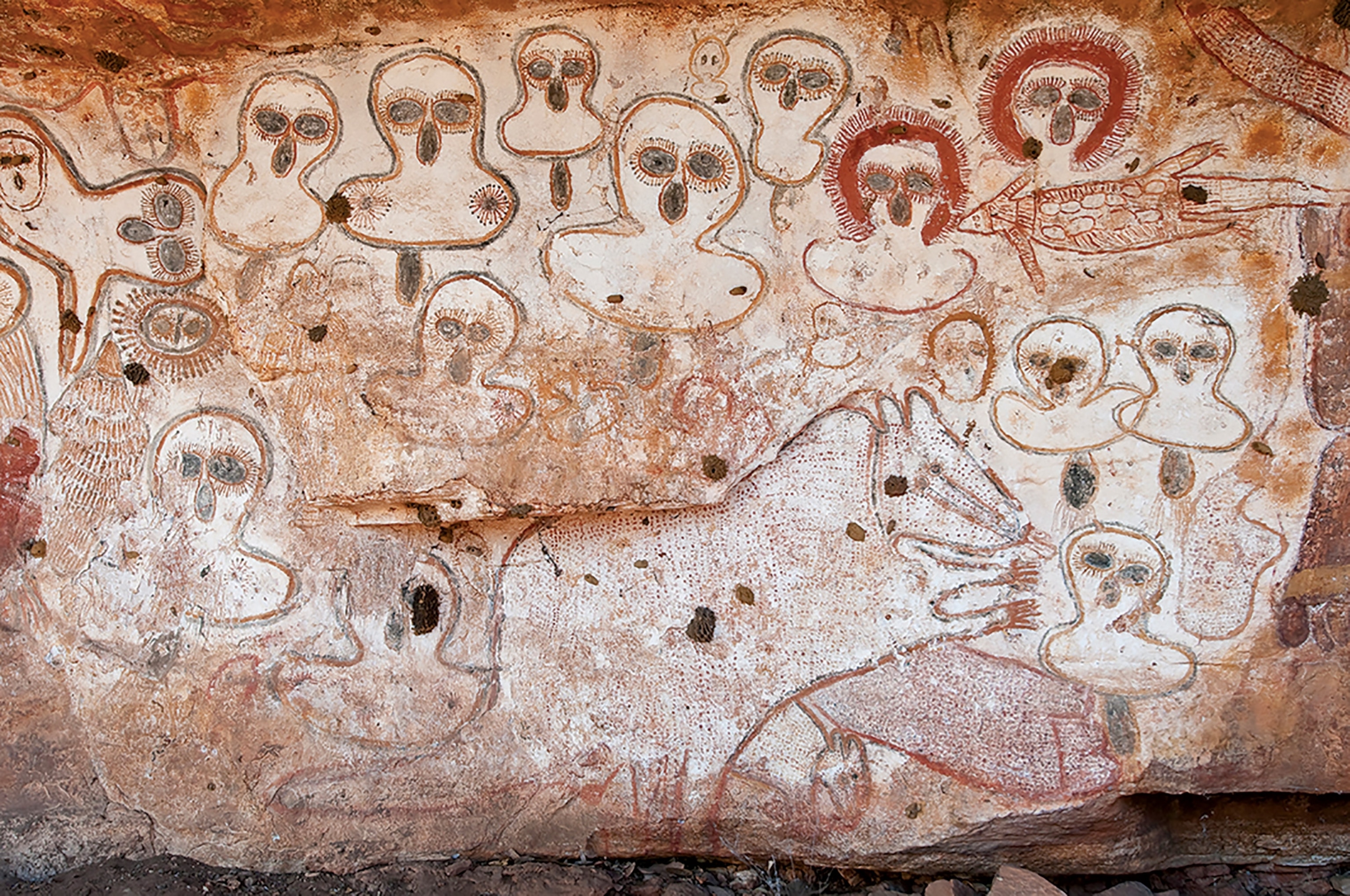Some of these beings, known as Wandjina and found in the Kimberley region of northwest Australia, are depicted in dramatic rock paintings thought to be 4,000 years old.