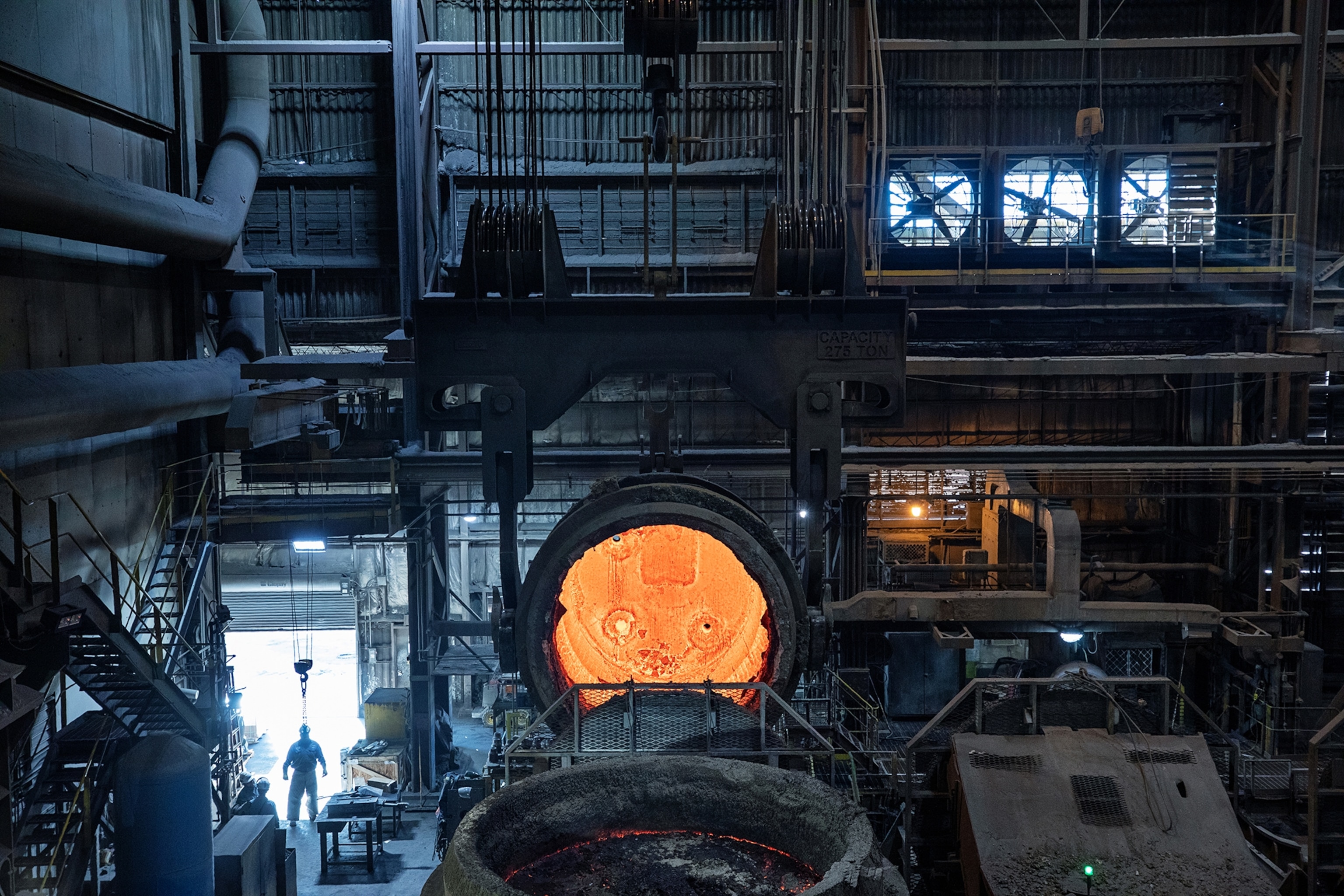 Steel mill furnace powered by renewable energy.
