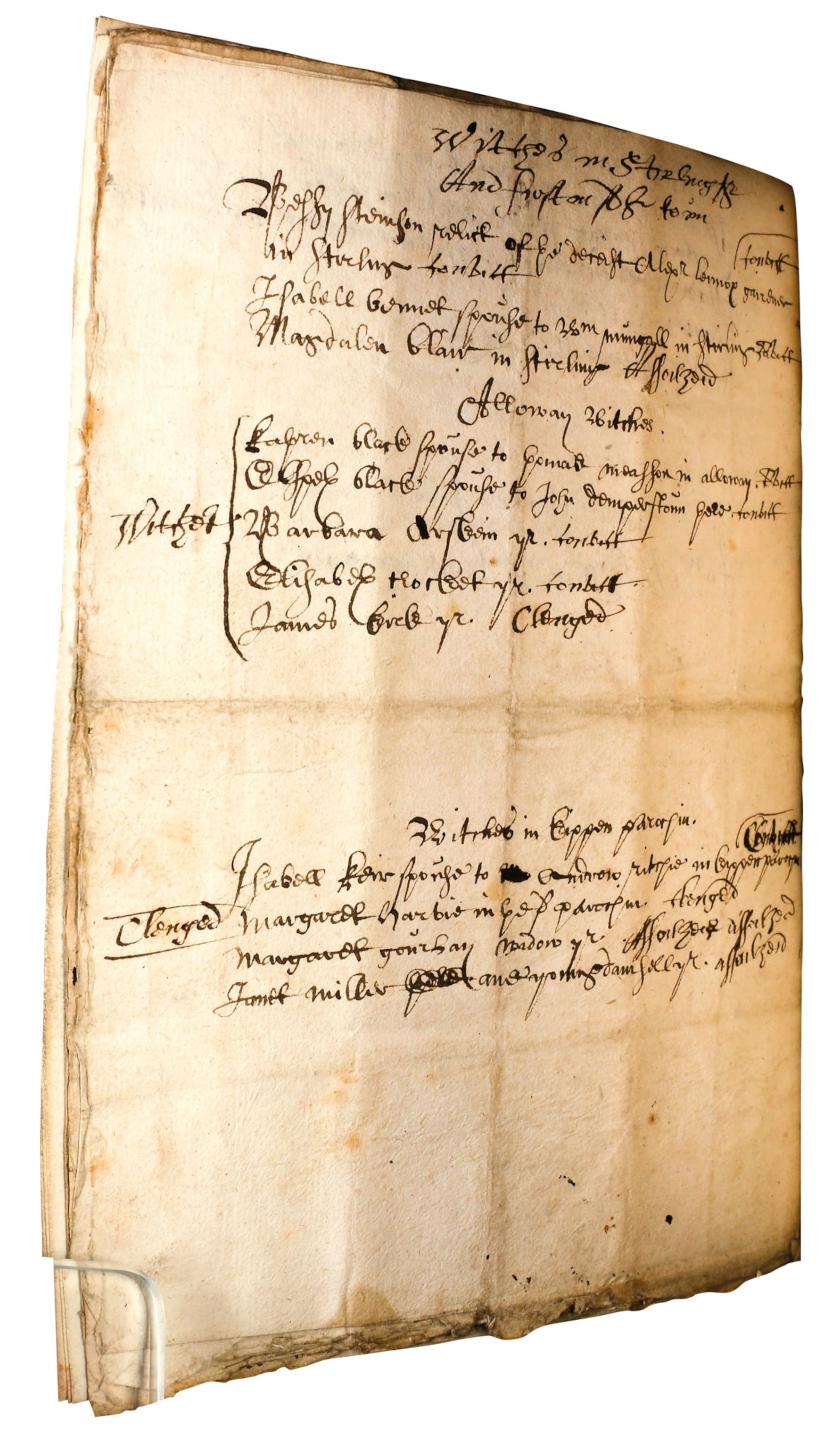 a list of 114 people accused of witchcraft