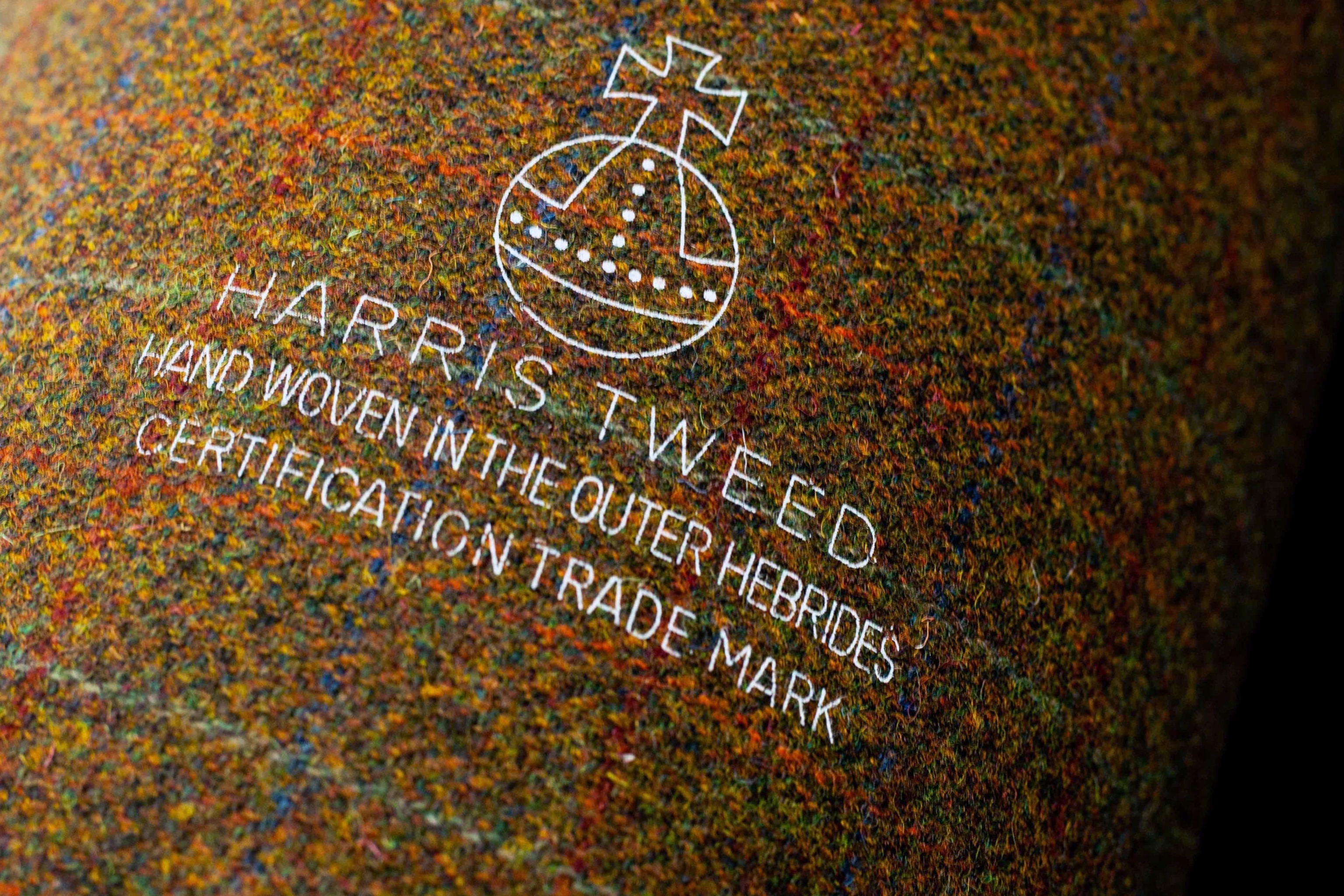 Harris Tweed fabric and logo.