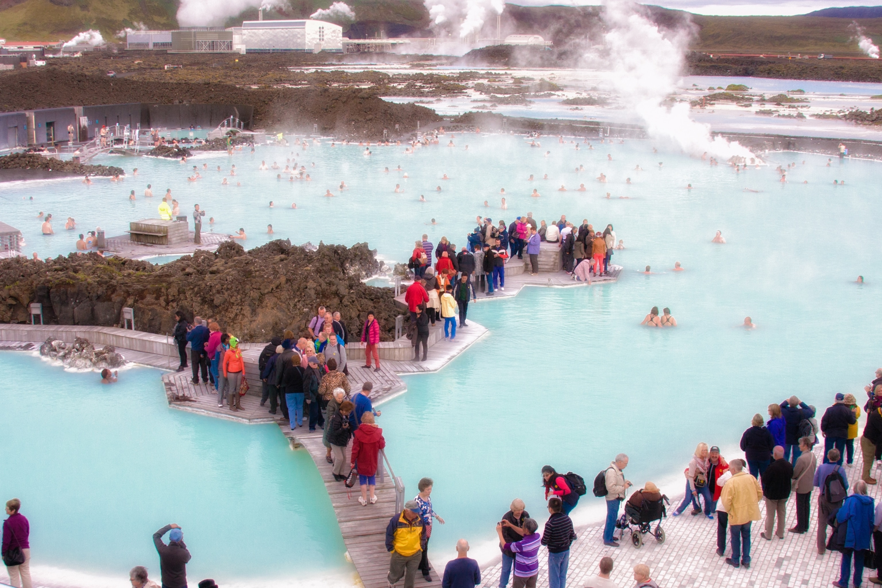 tourists at the Blue lagoon, Iceland