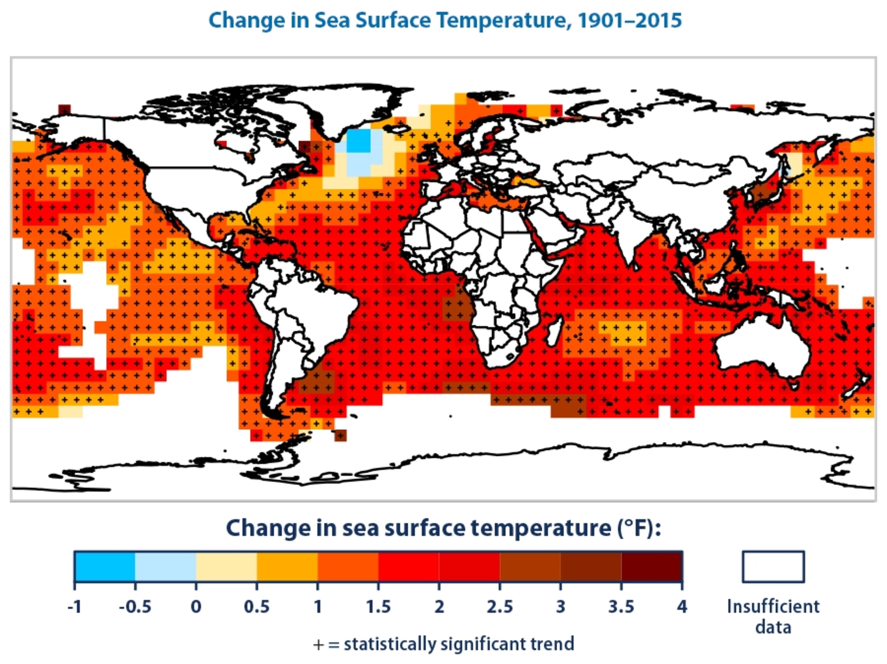 Graphic of increase in sea temperature