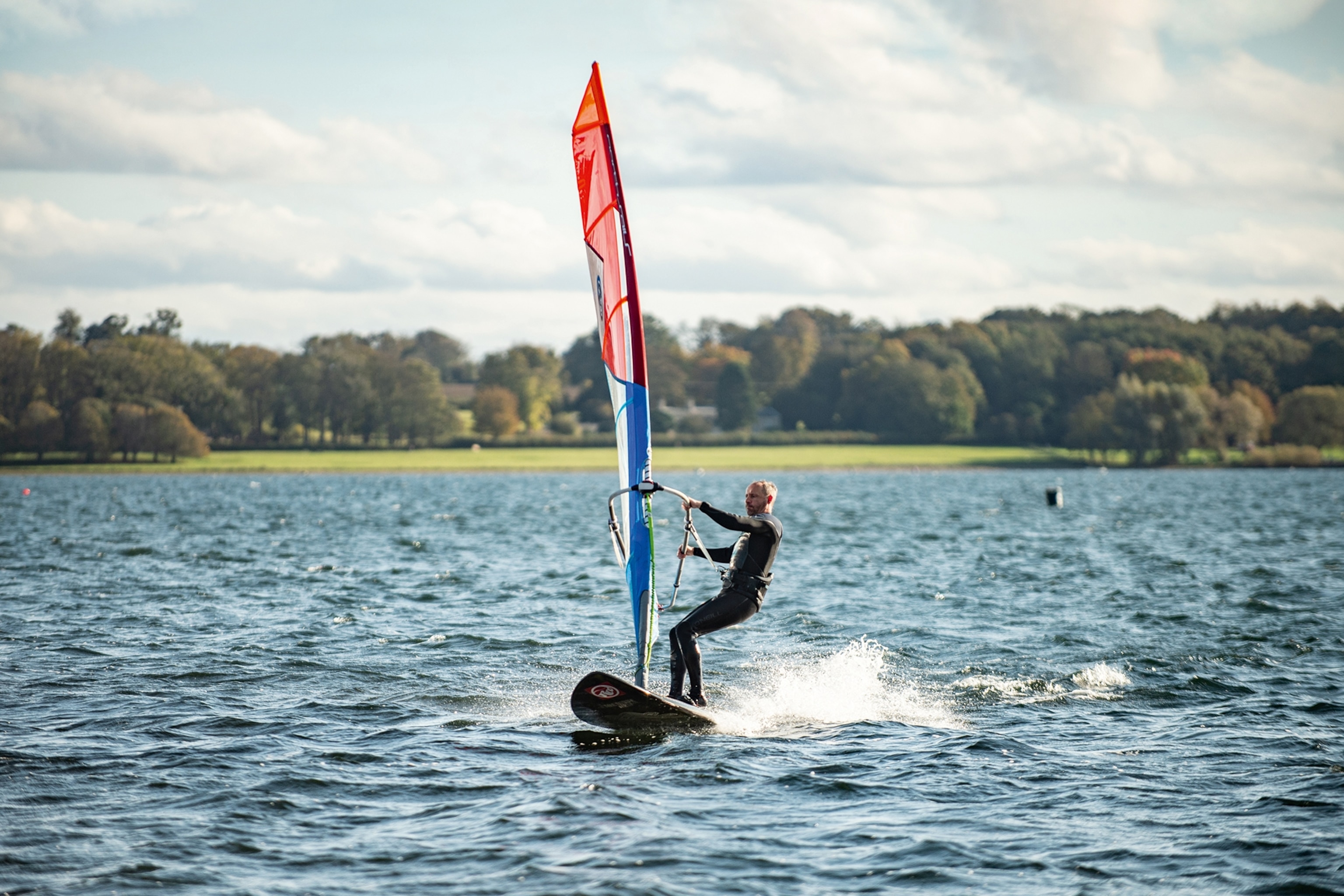 a man wind surfing