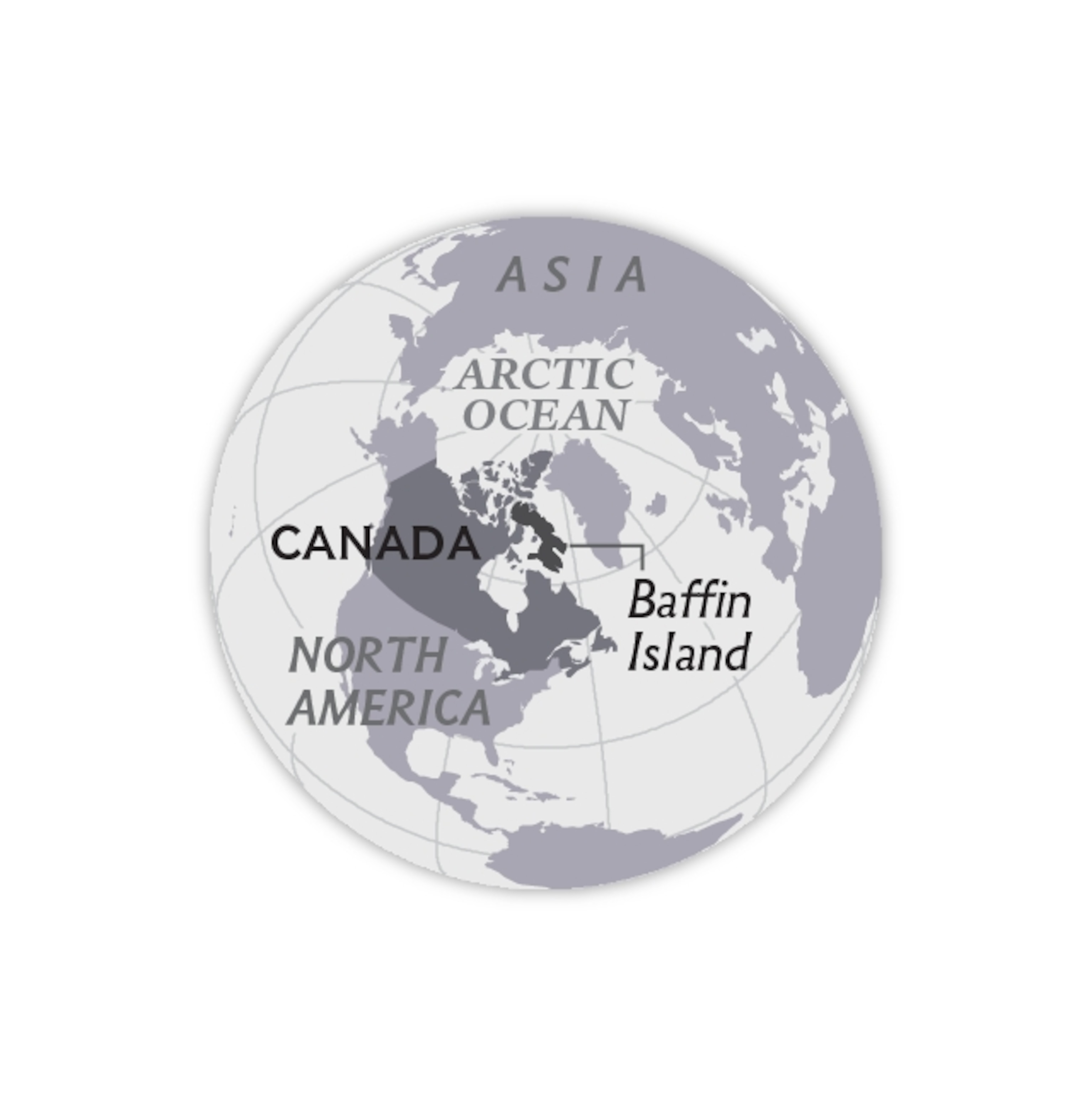 globe locating baffin island in northern canada