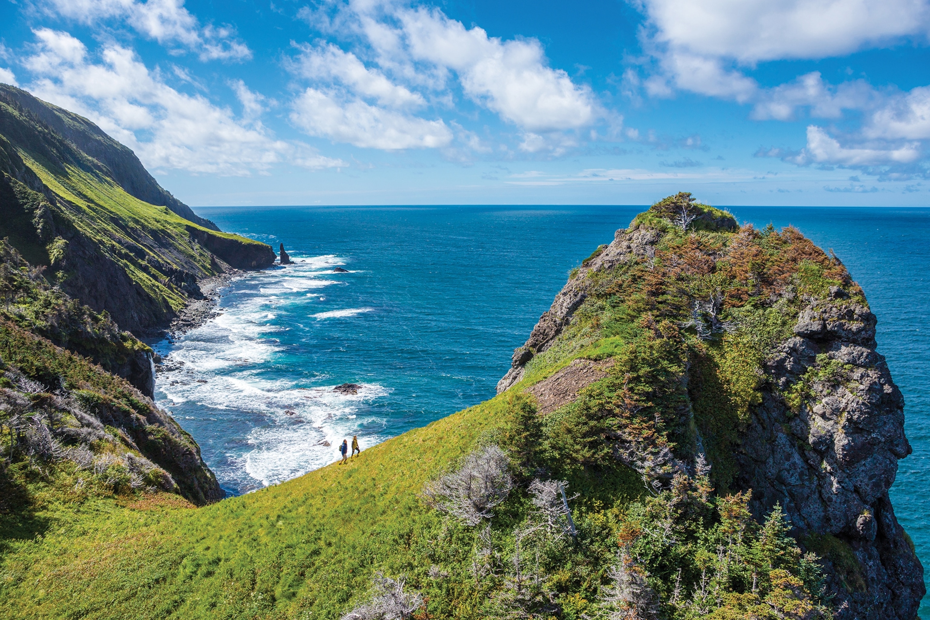 Green Gardens Trail along a clifftop, one of the most popular trails in Gros Morne National Park.