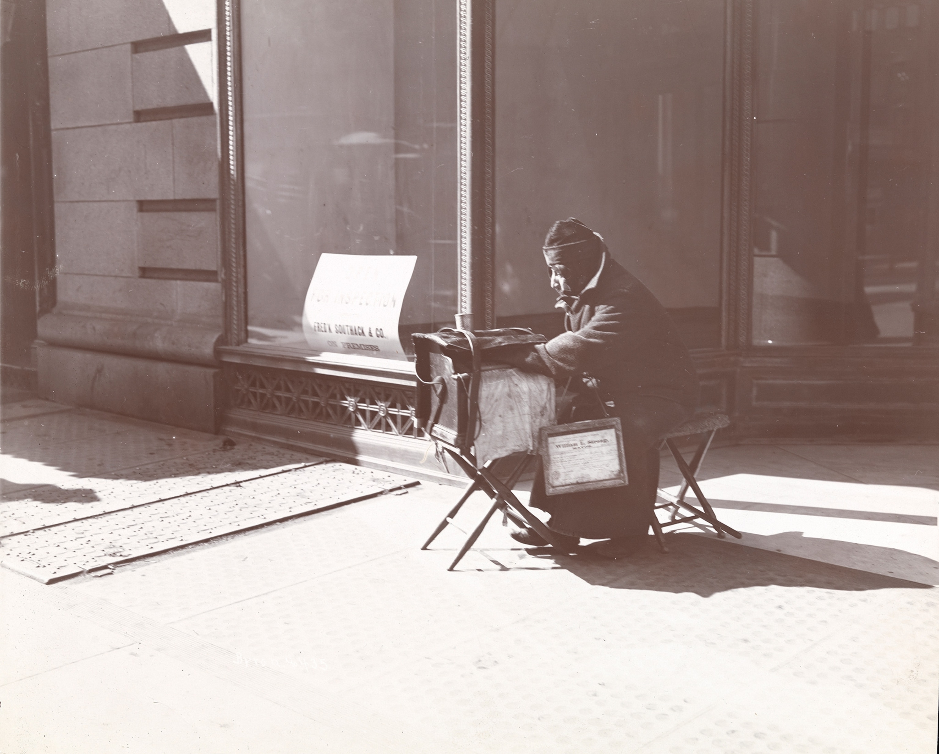 A blind street musician in New York.