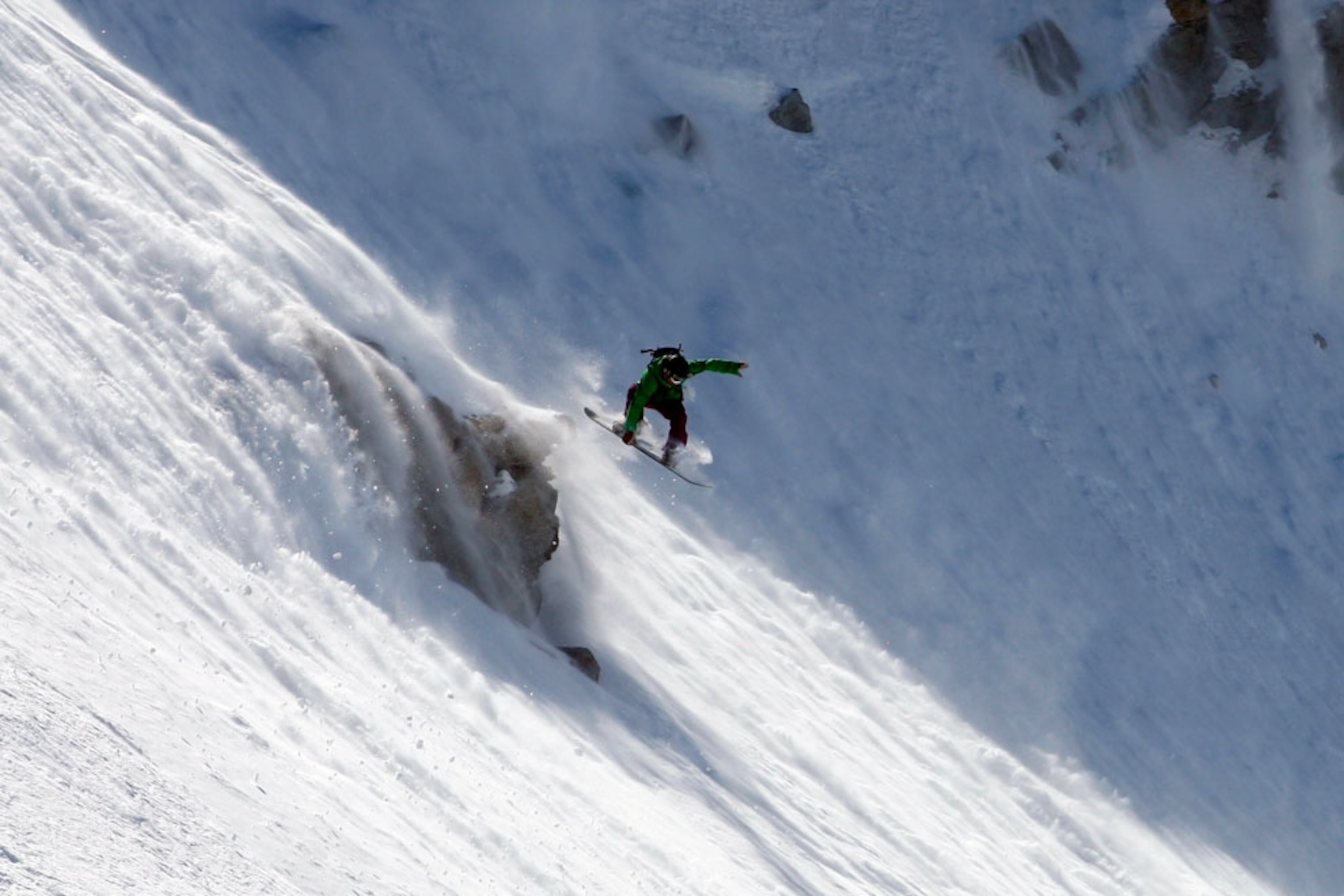 Snowboarder midair