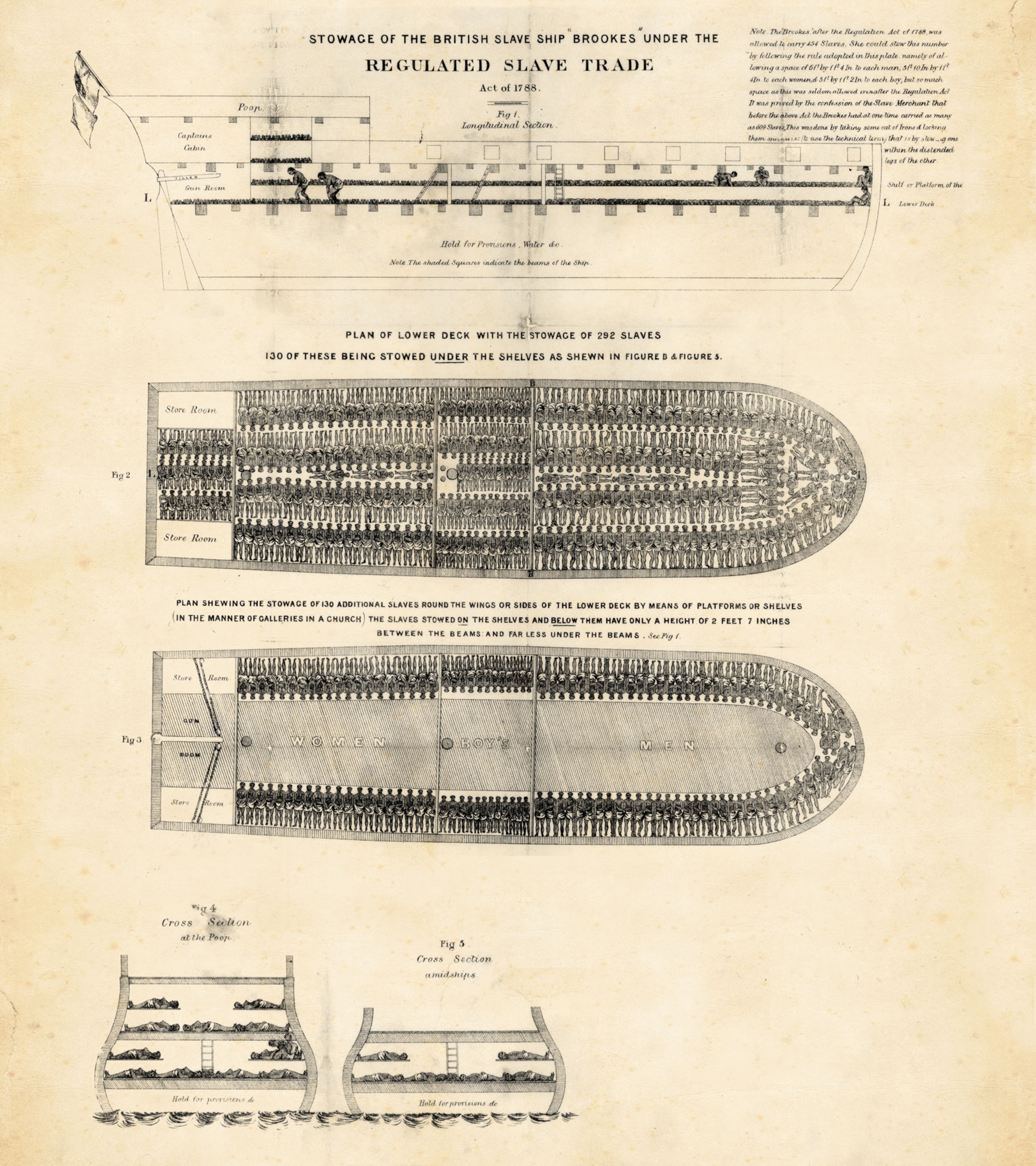 the stowage arrangements on the British slave ship Brookes