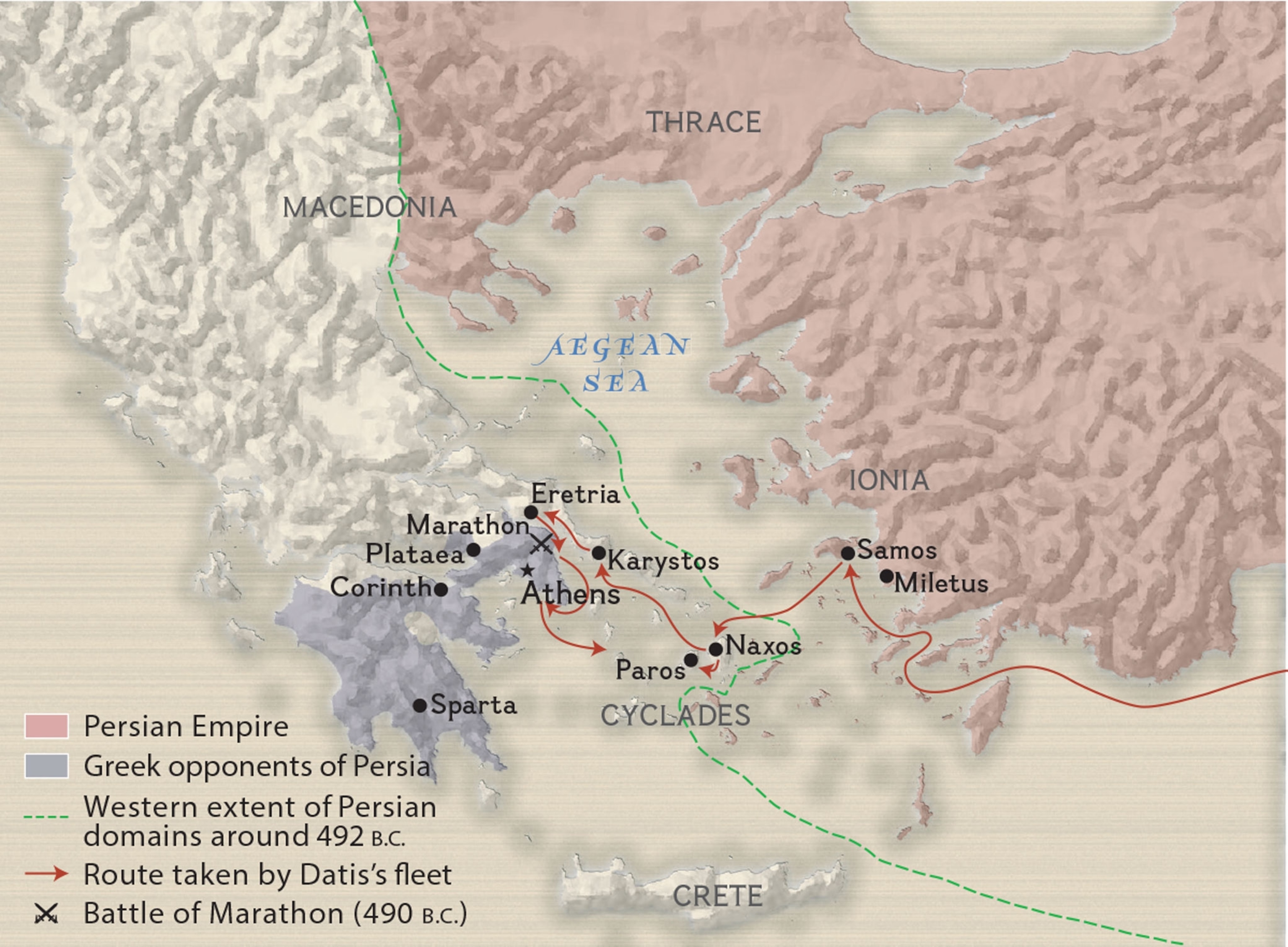 A map of the Battle of Marathon