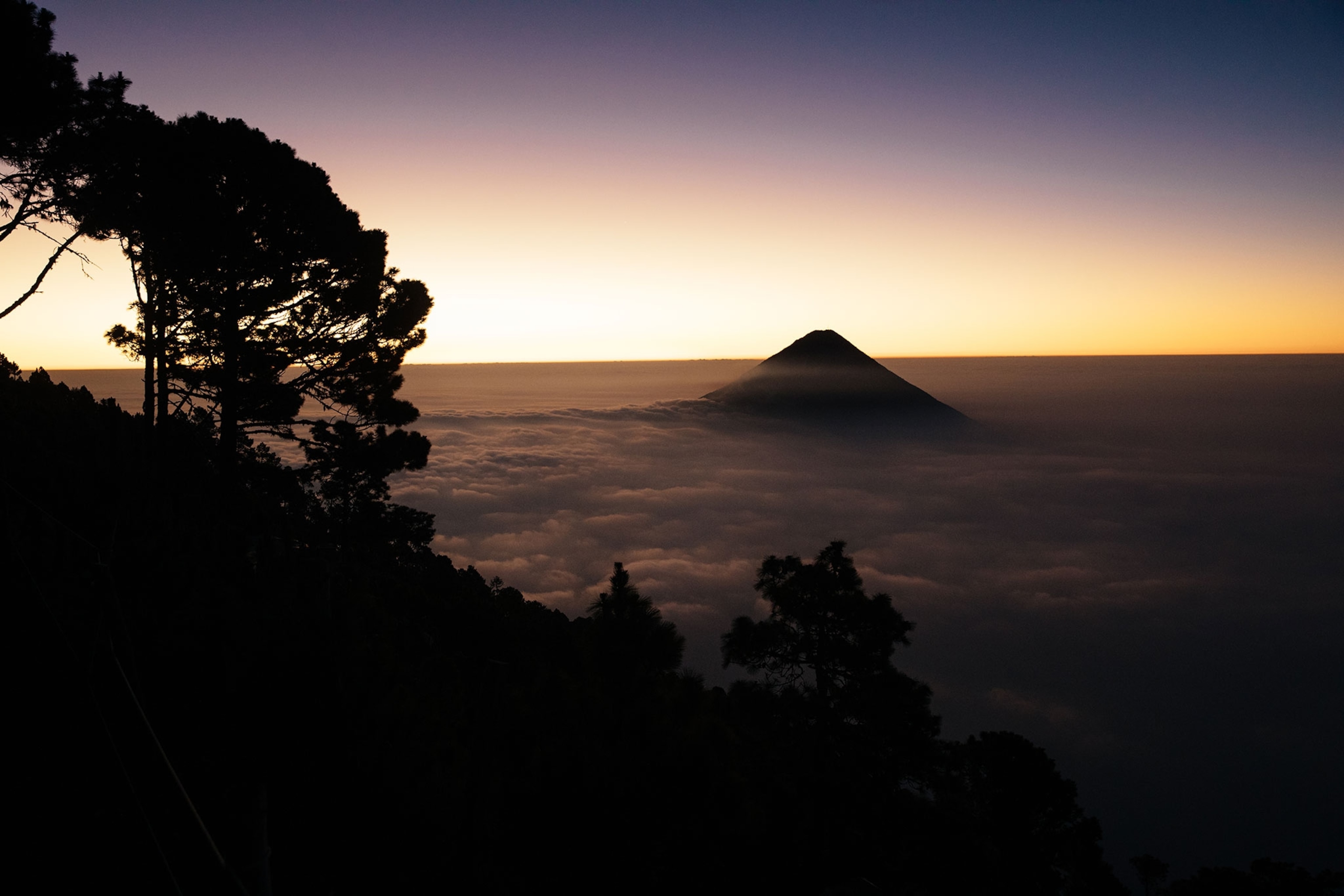 Sunrise over Volcán de Agua as seen from Acatenango.