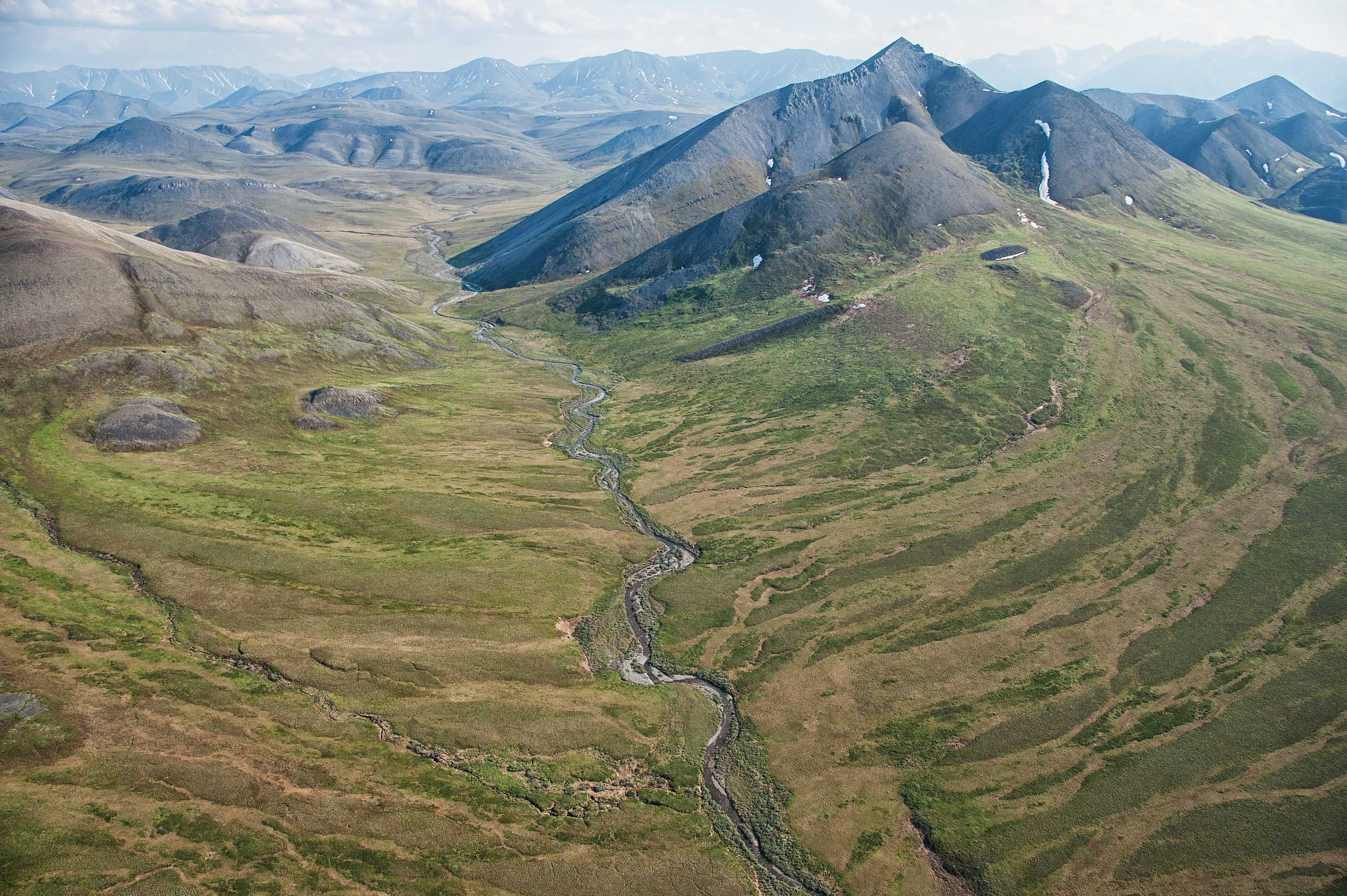 an aerial view of lands within the Arctic National Wildlife Refuge.