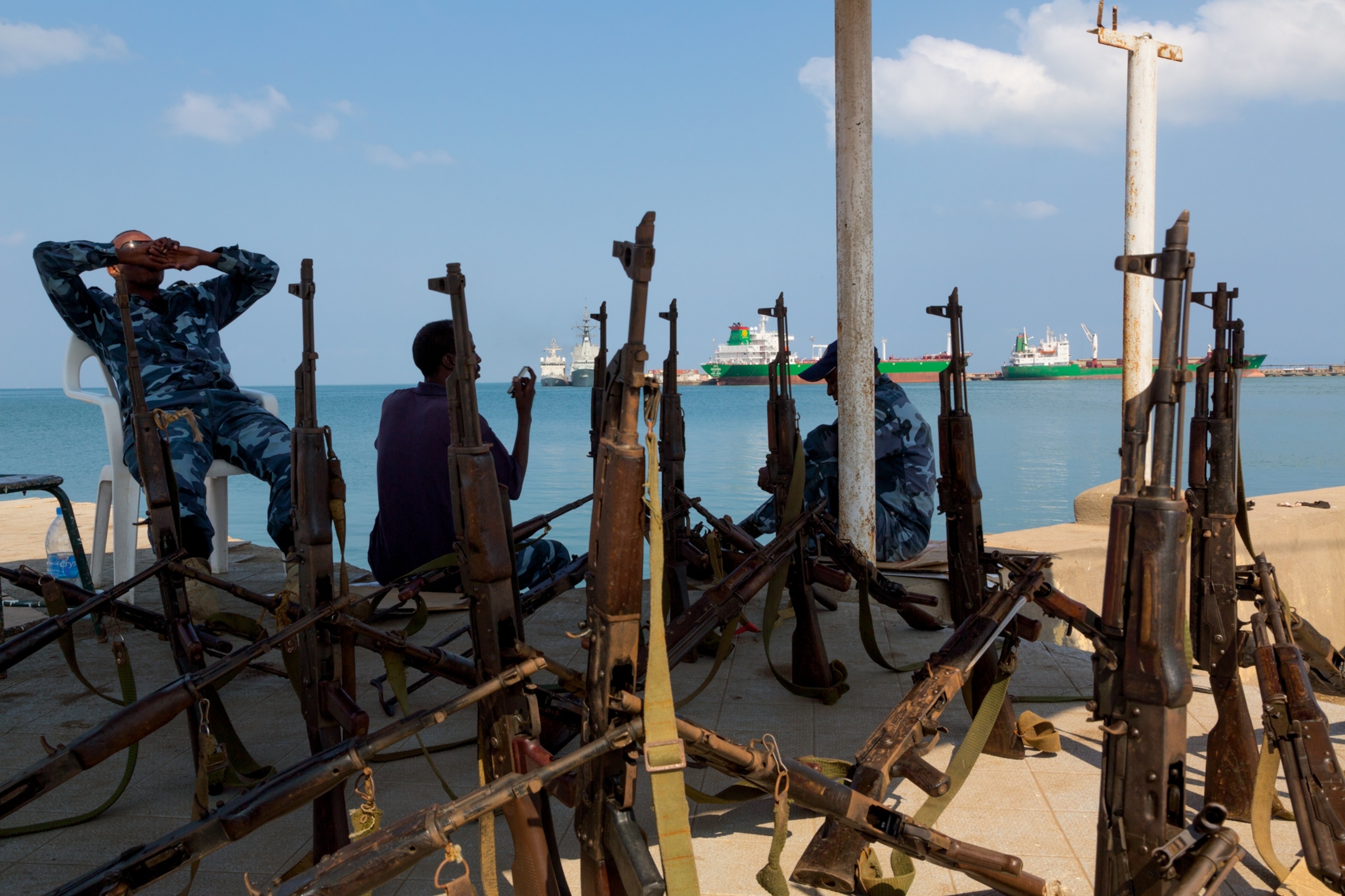 coast guard personnel in Djibouti city monitoring the Bab el Mandeb waterway