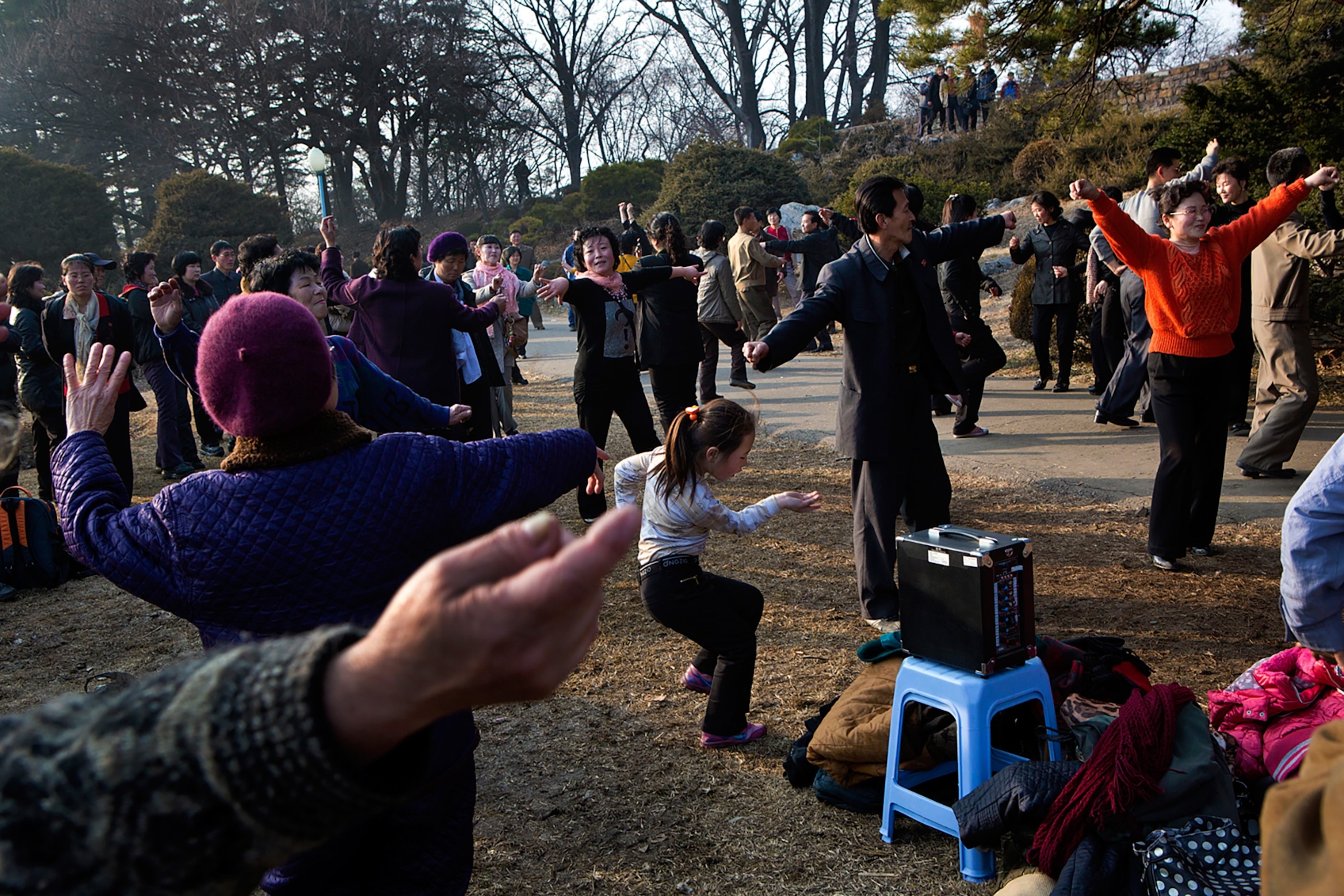 people dancing outside