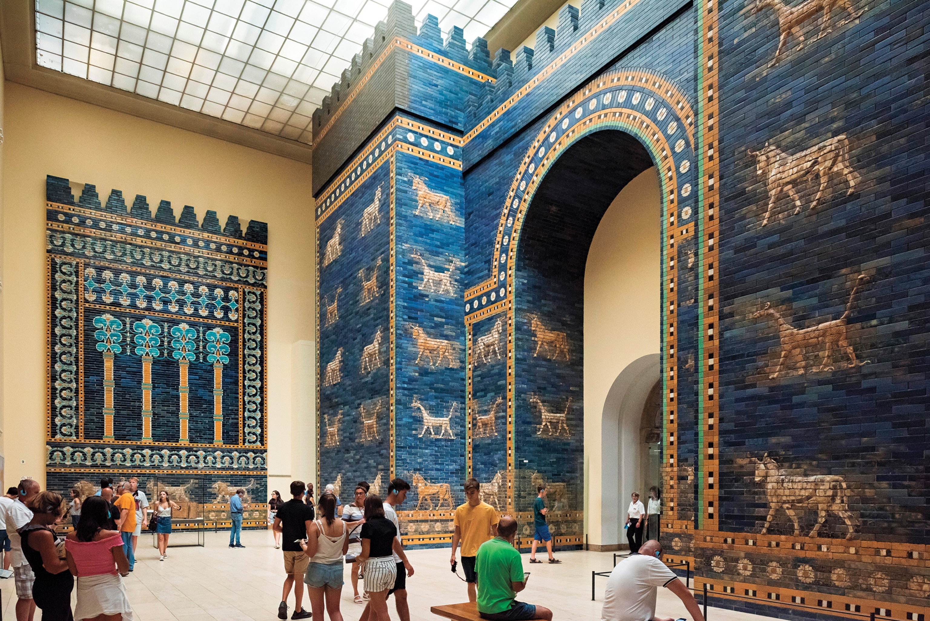 The Ishtar Gate stands restored at Berlin’s Pergamon Museum.