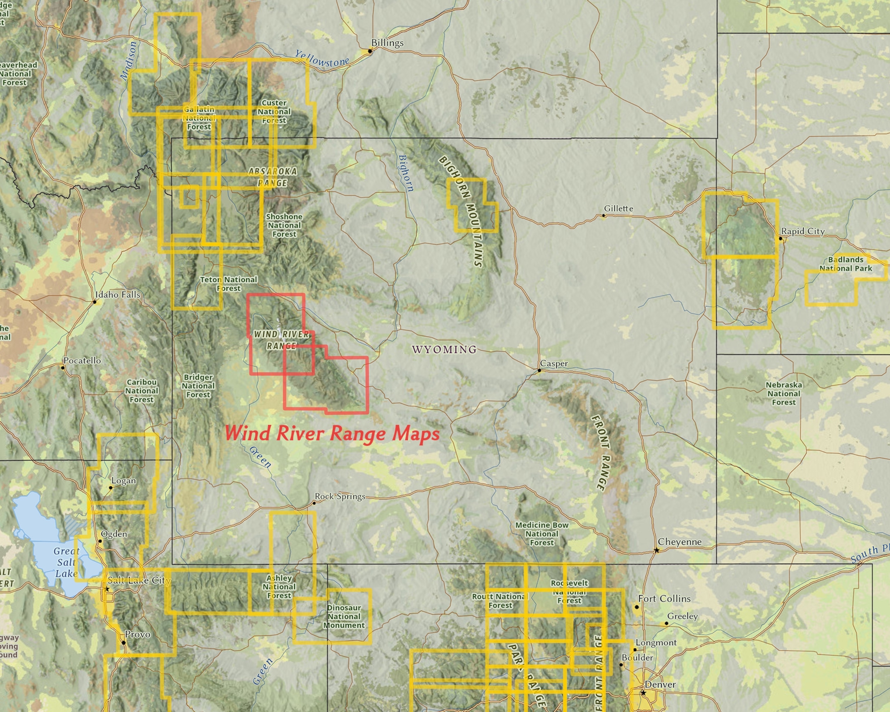 Wyoming Map with Wind River Range Maps