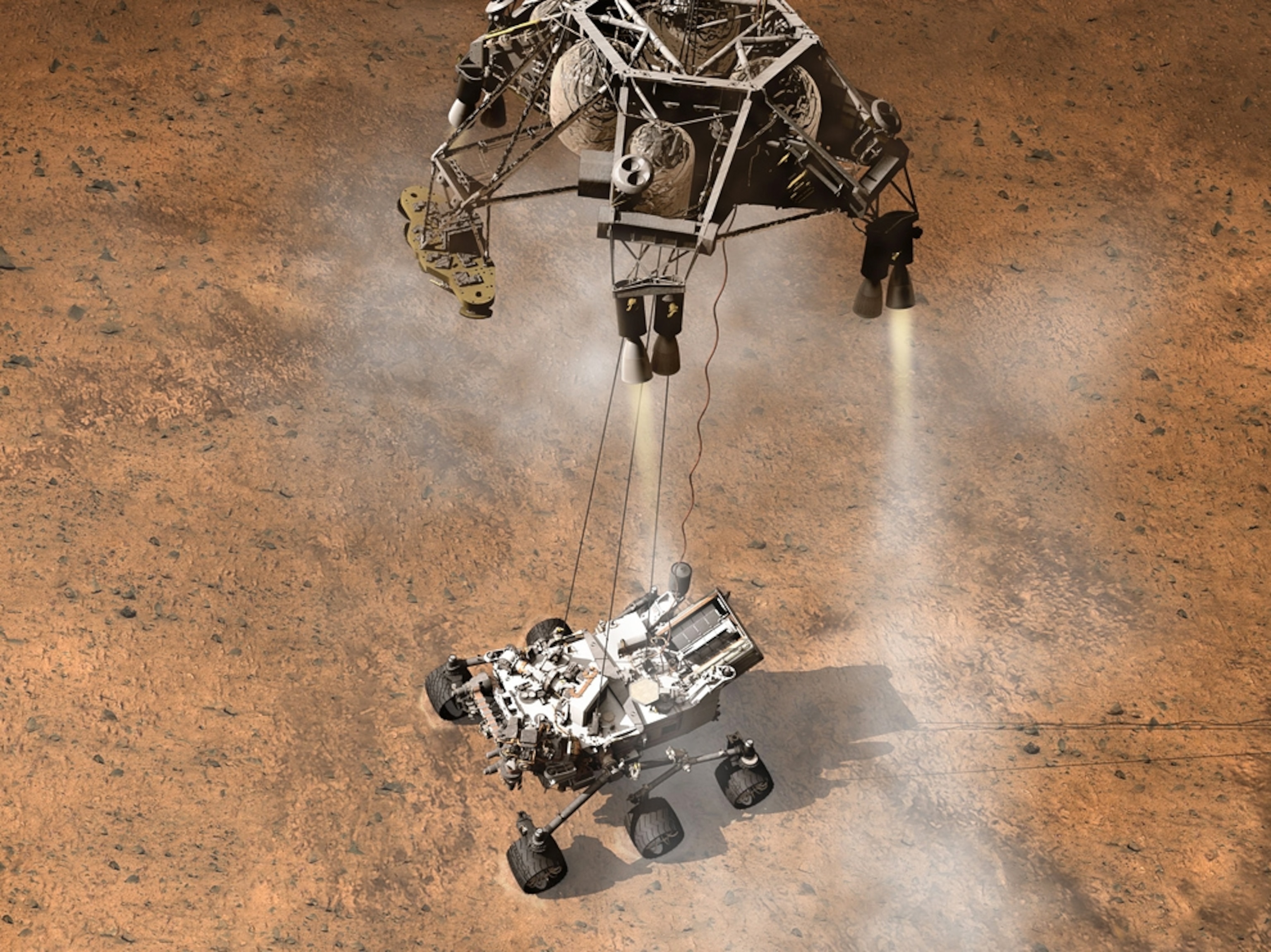 Mars curse picture: illustration of the Mars Science Lab touching down