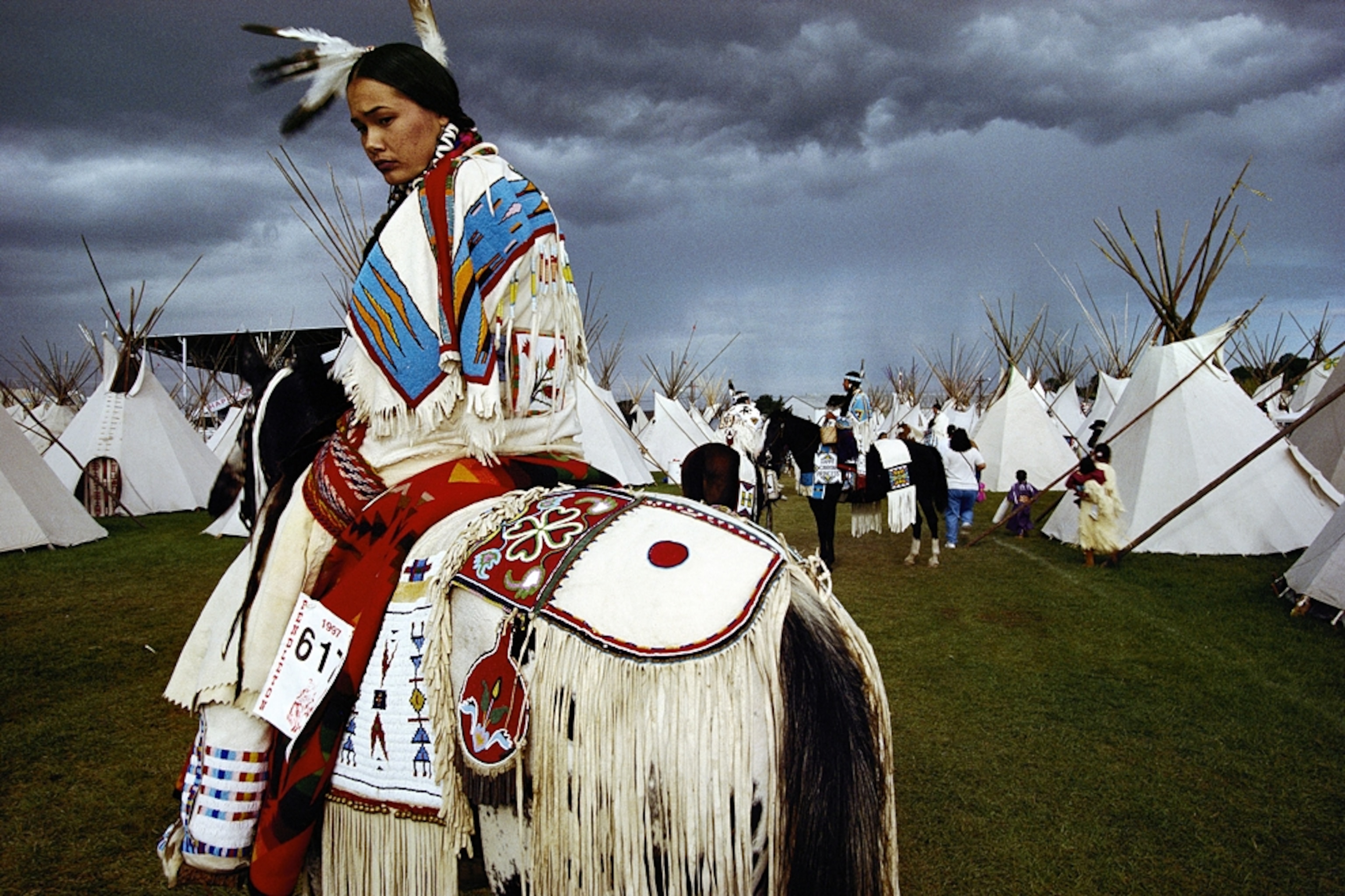 a Native American woman on horseback, at the Pendleton Round-Up, Oregon