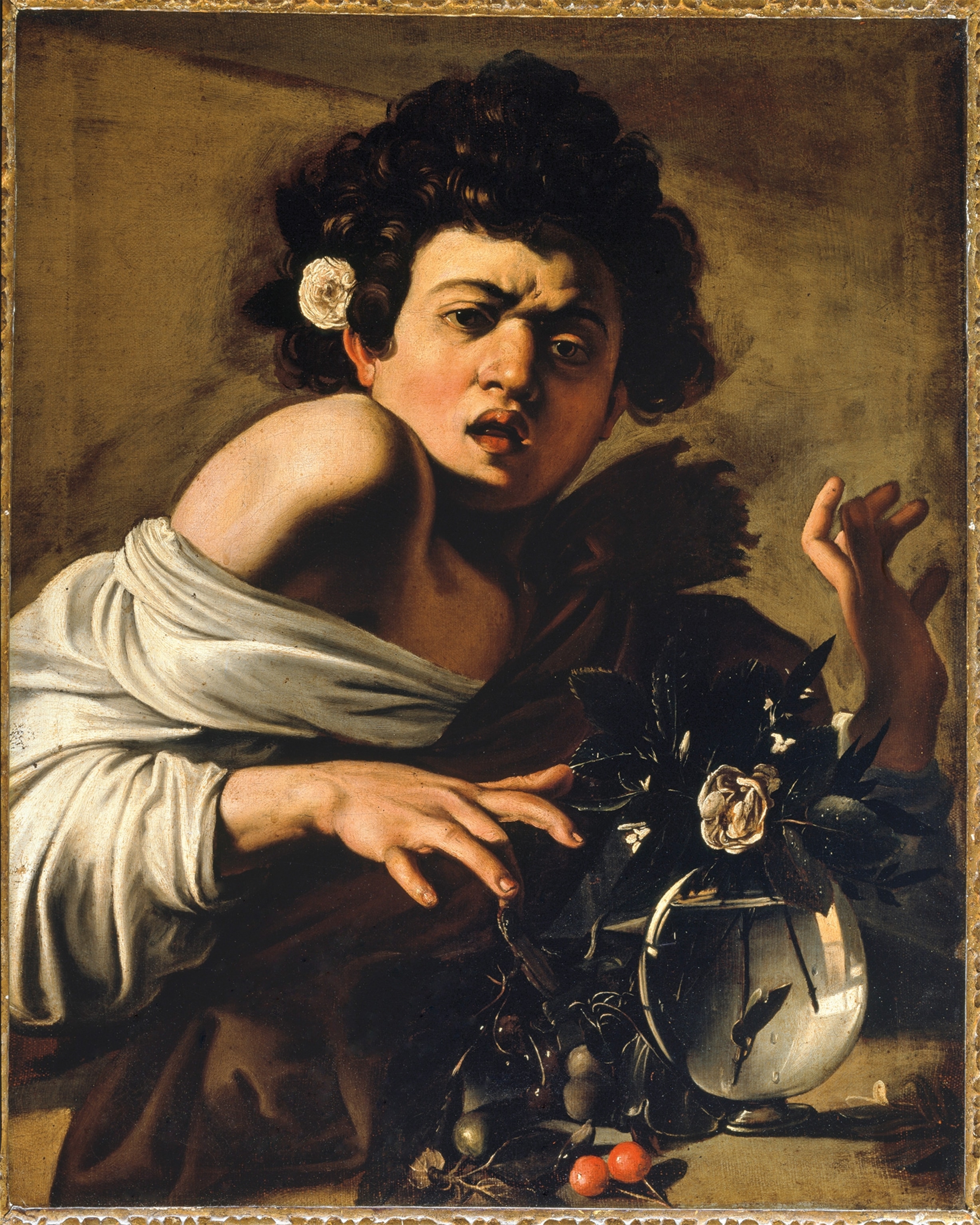 "Boy Bitten by a Lizard," by Caravaggio, dates circa 1595 and is housed in the Fondazione Roberto Longhi in Florence.