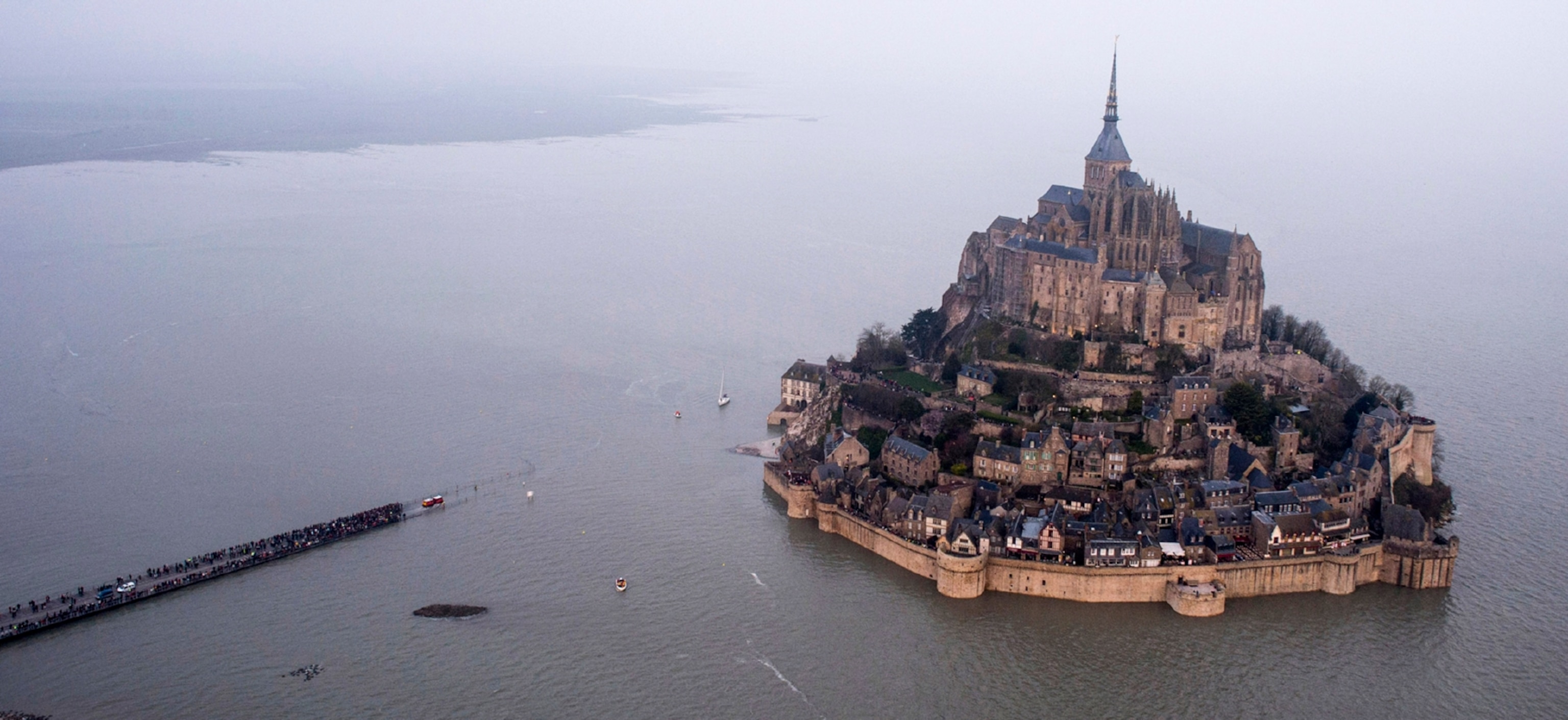 Aerial picture of Mt Saint Michel at hight tide