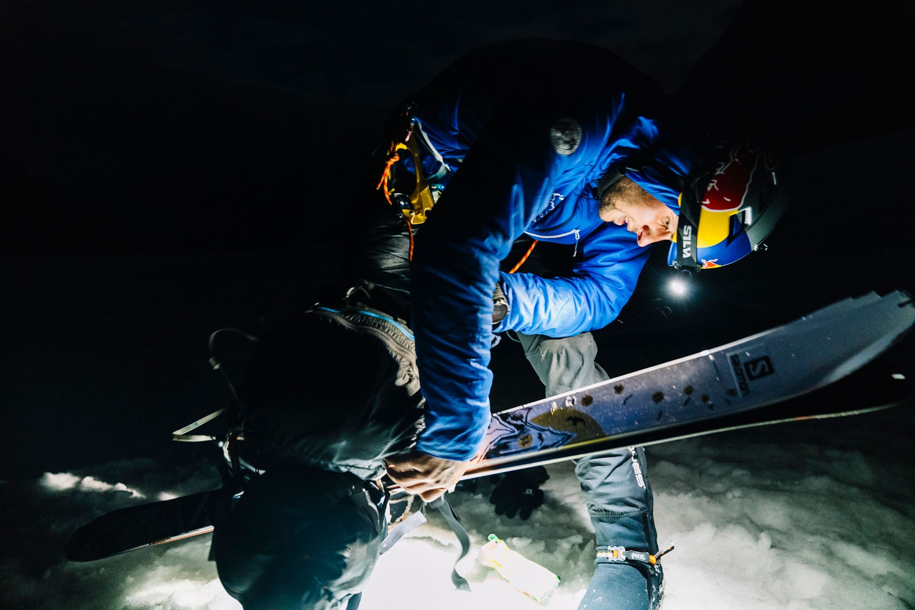 climber and skier Andrzej Bargiel attempting to climb and ski down K2