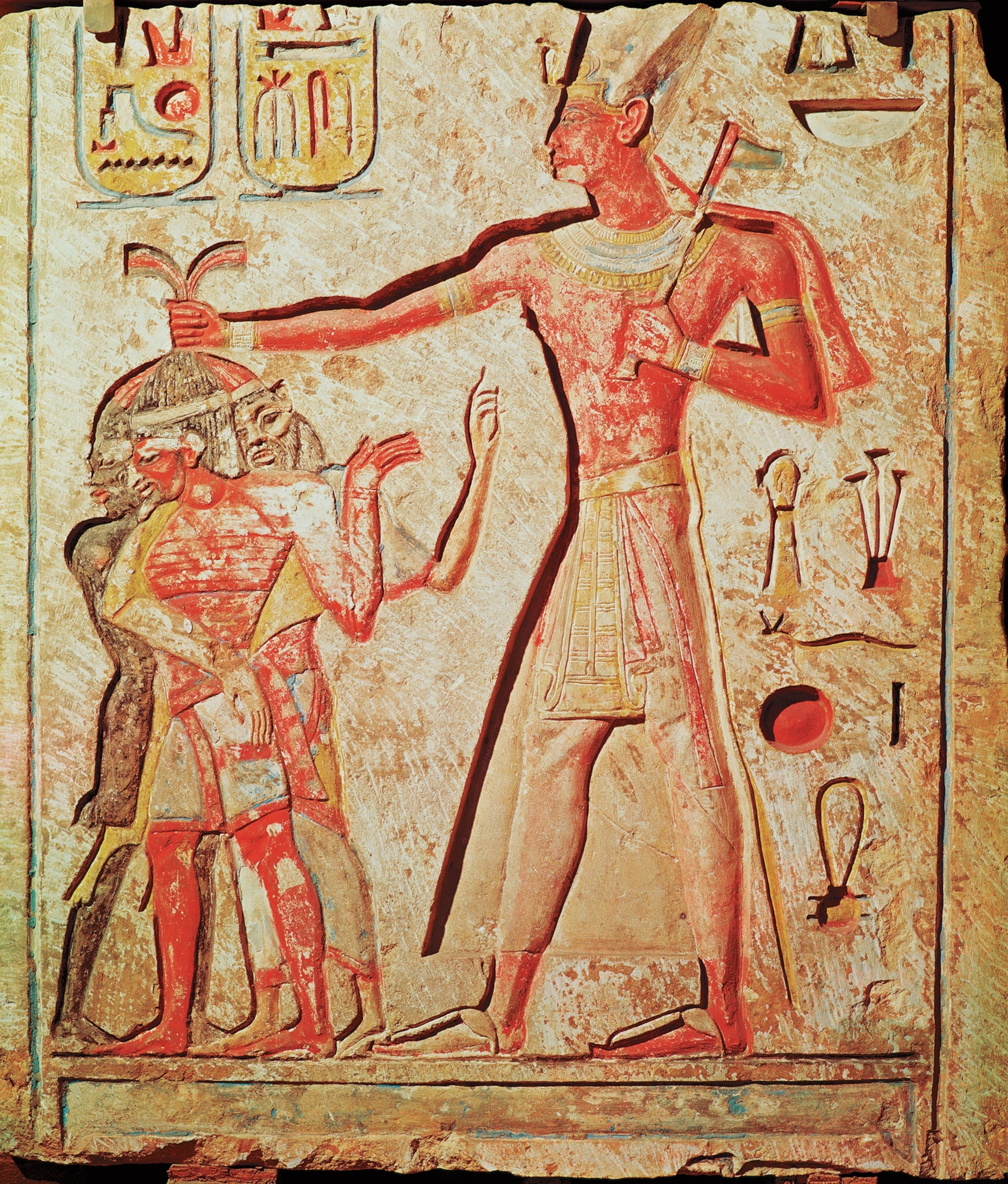 A stone relief of Ramses II